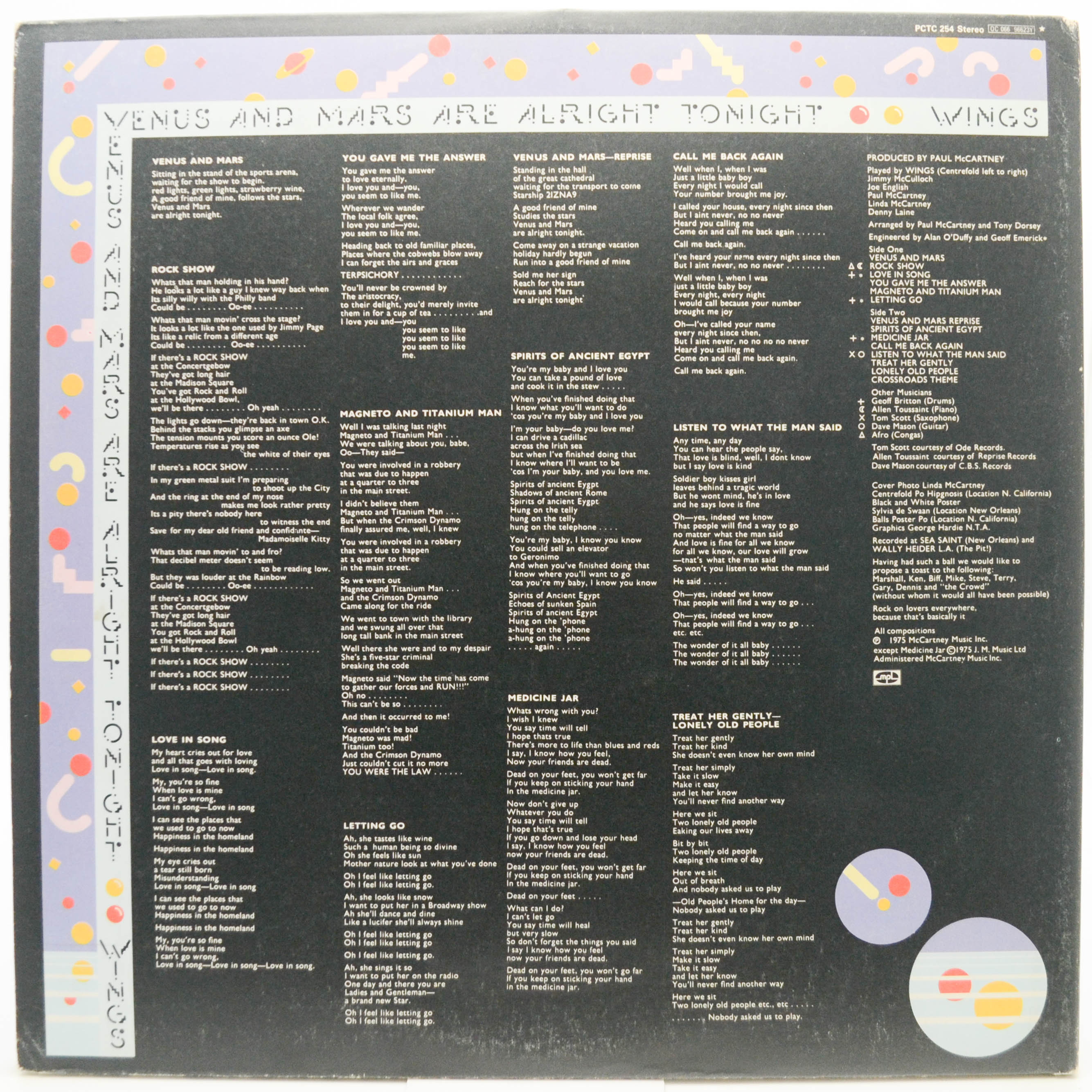 Wings — Venus And Mars (1-st, UK), 1975