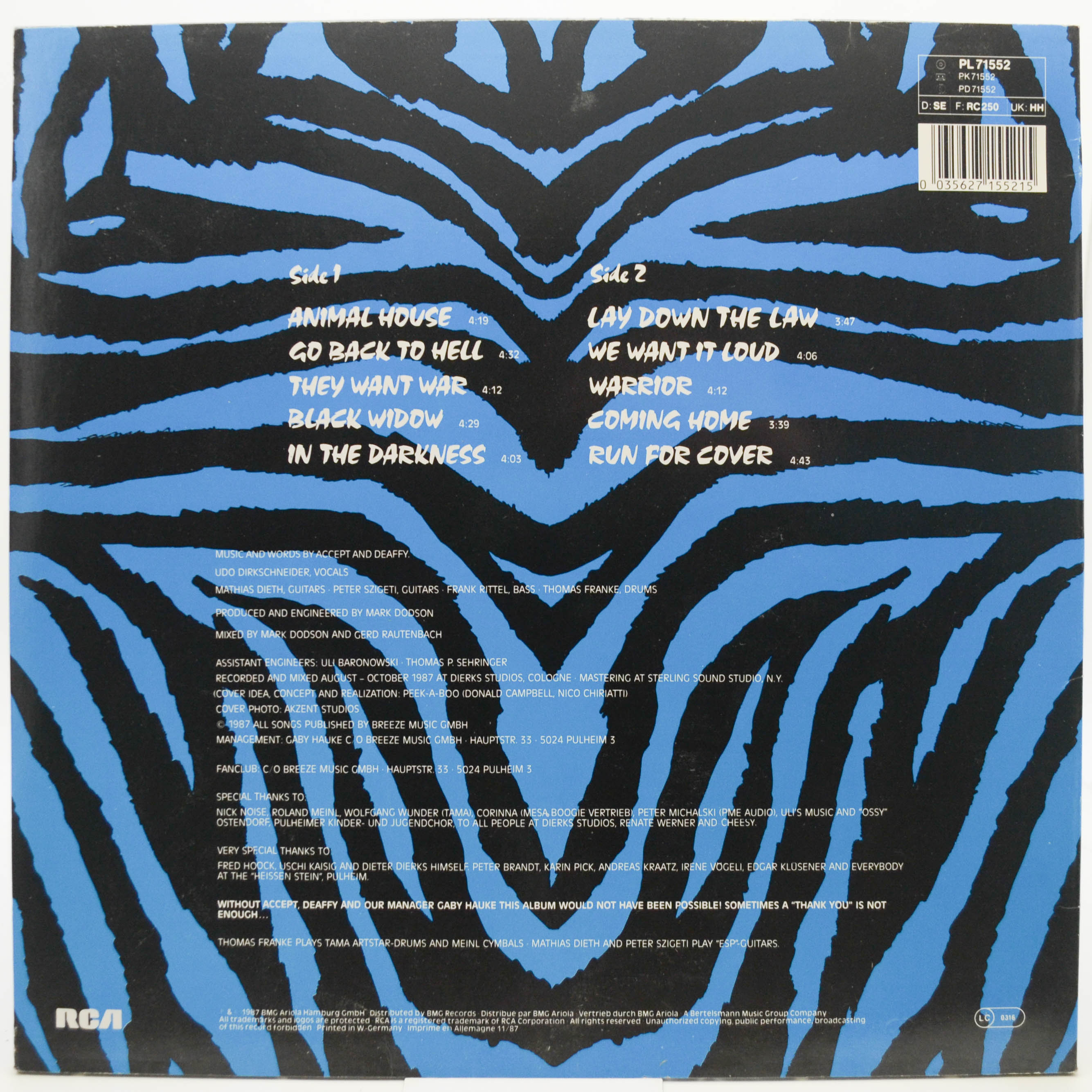 U.D.O. — Animal House, 1987