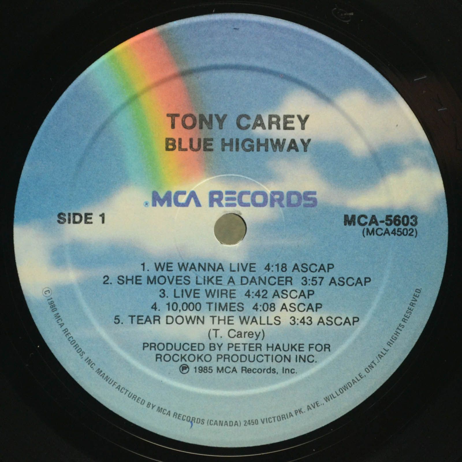Tony Carey — Blue Highway, 1985