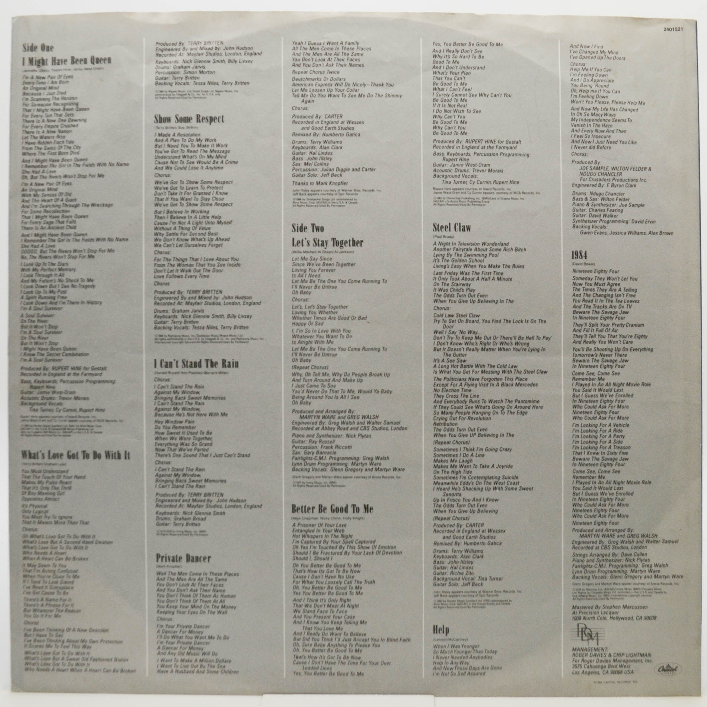 Tina Turner — Private Dancer, 1984