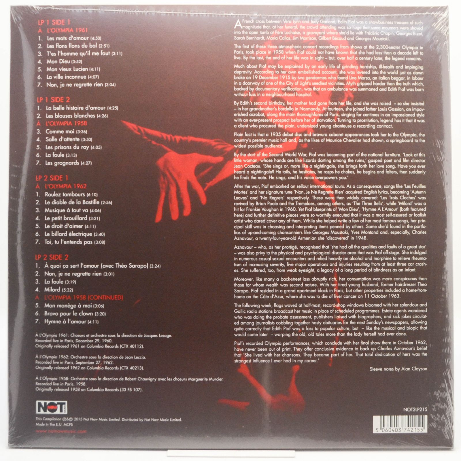 Edith Piaf — At The Paris Olympia (2LP), 2015