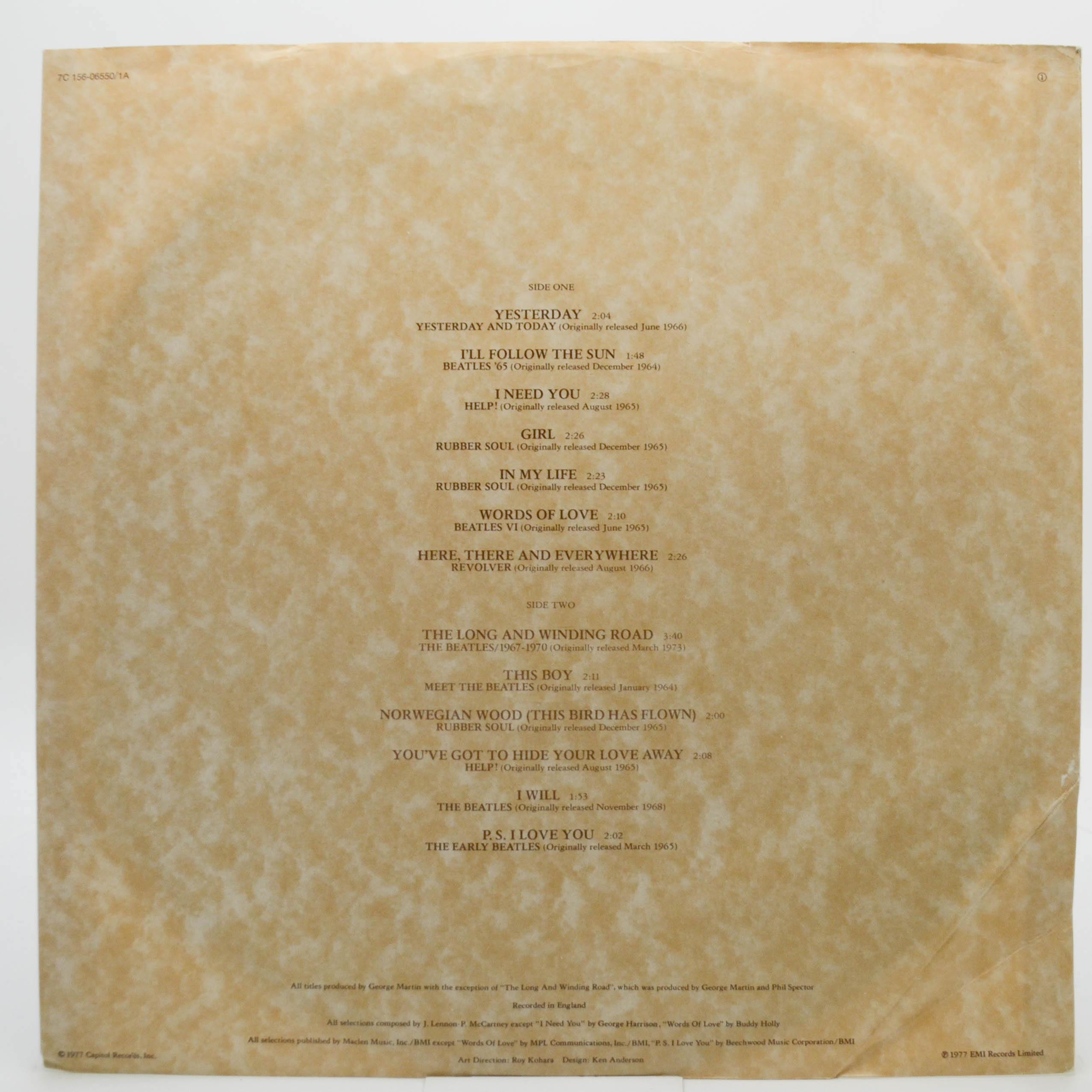 Beatles — Love Songs (2LP), 1977