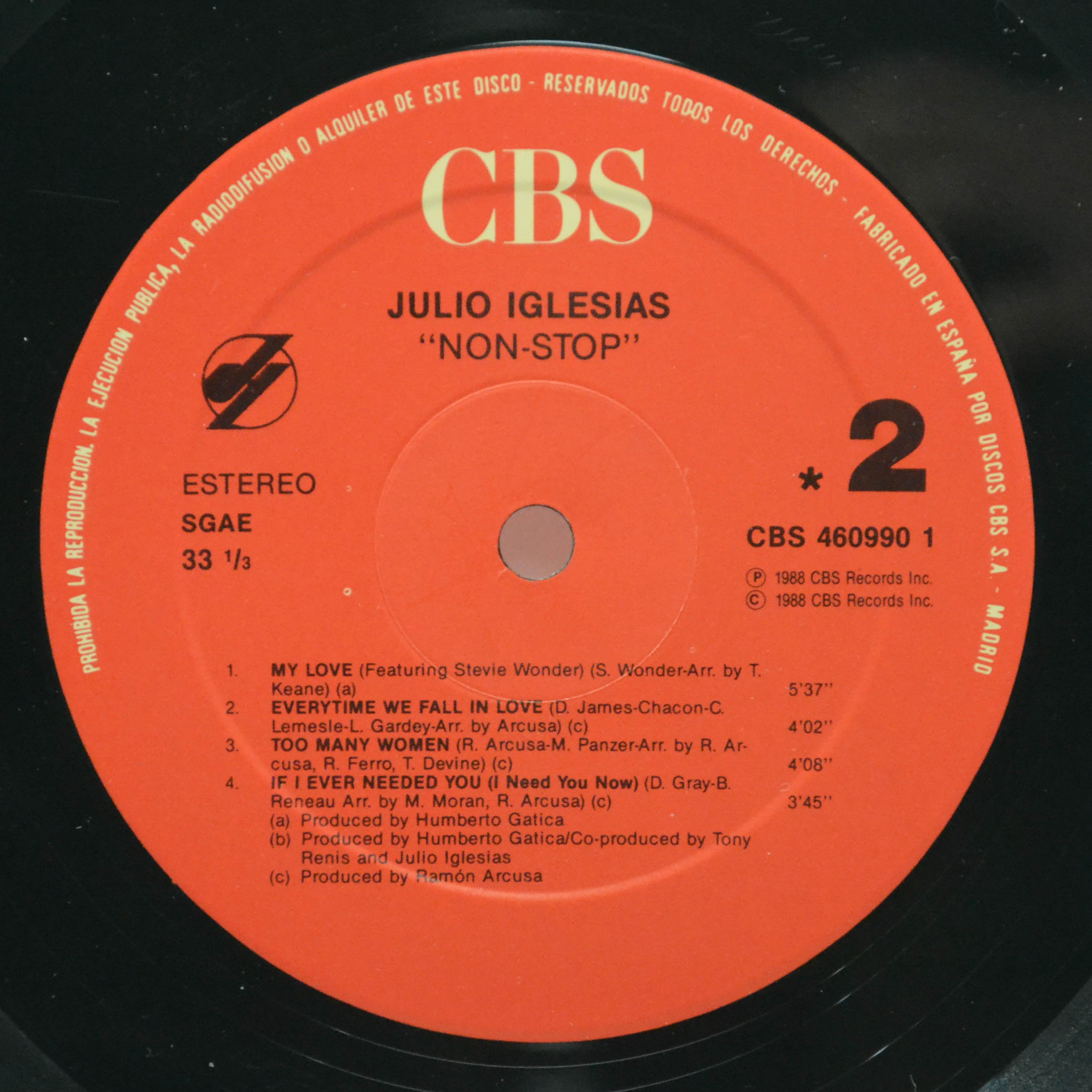 Julio Iglesias — Non Stop (1-st, Spain), 1988