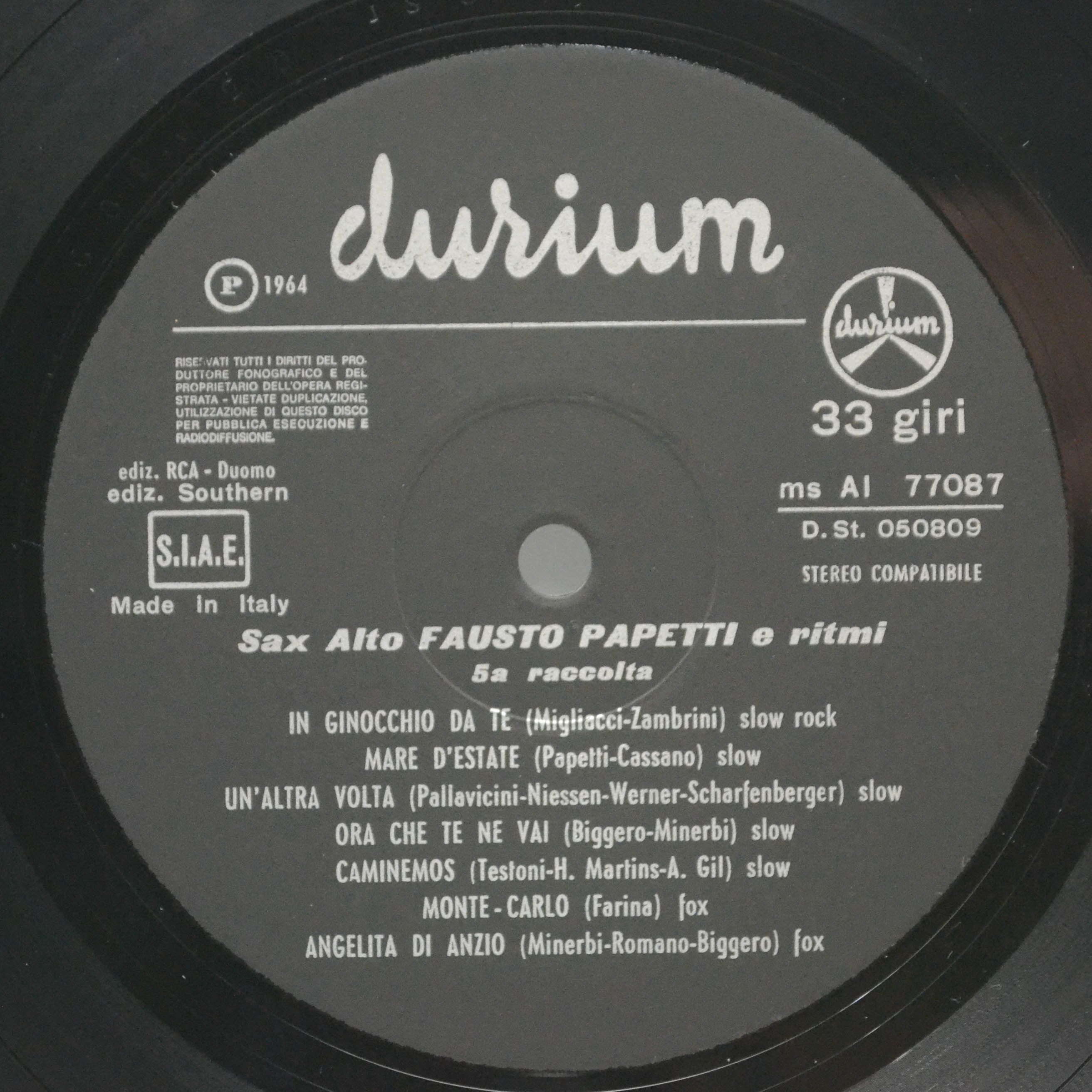 Fausto Papetti — 5a Raccolta (Italy), 1964