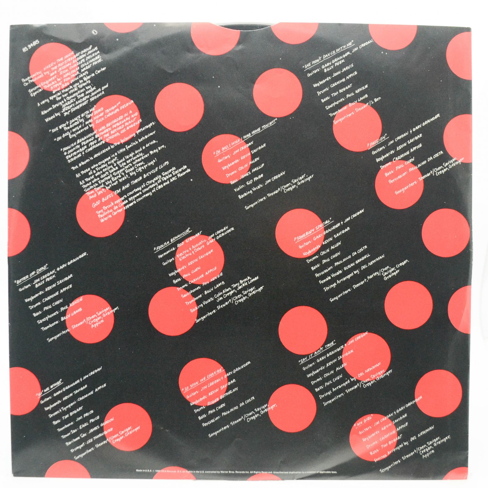 Rod Stewart — Foolish Behaviour (USA, poster), 1980