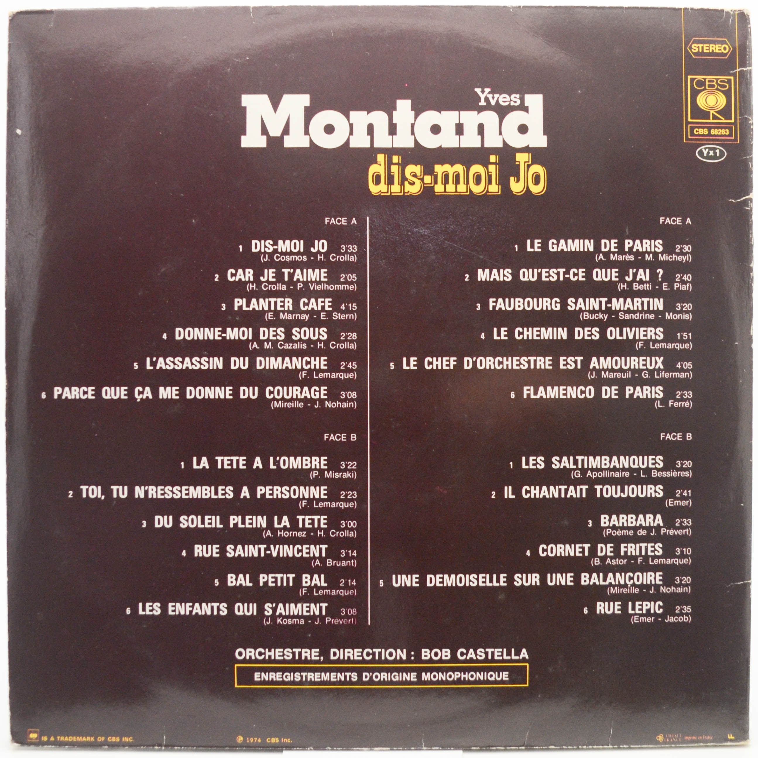 Yves Montand — Dis-Moi Jo (2LP, France), 1974