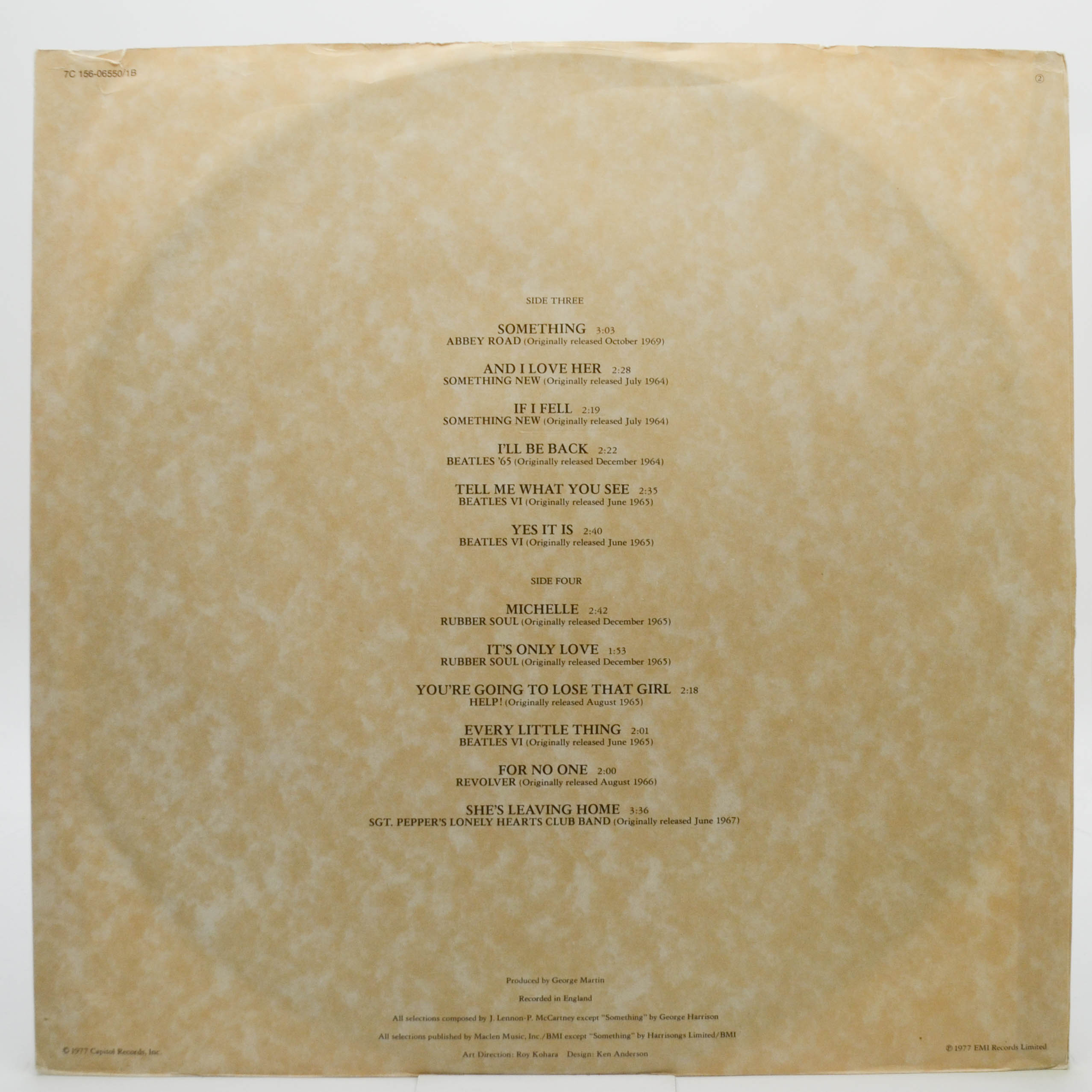 Beatles — Love Songs (2LP), 1977