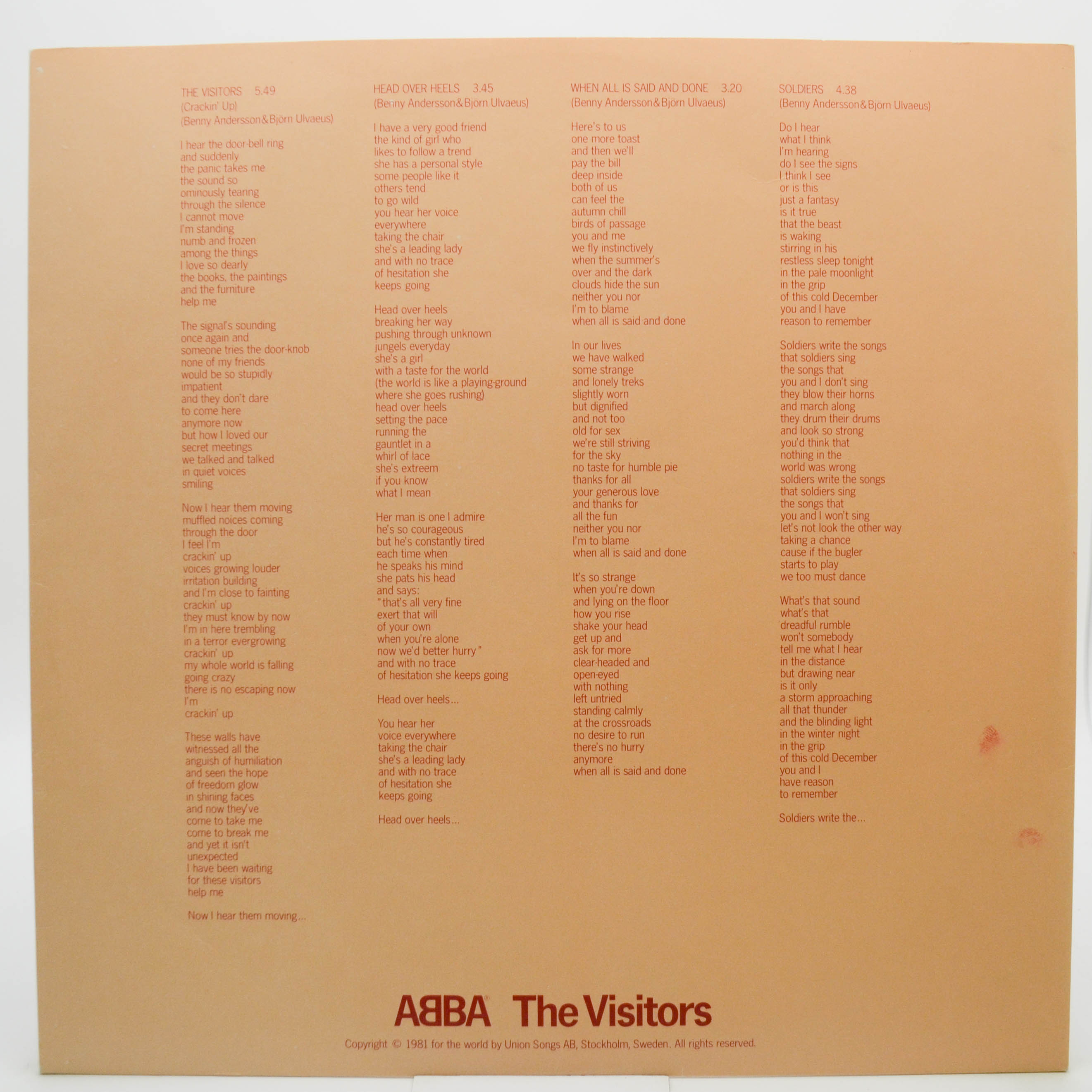 ABBA — The Visitors (1-st, Sweden), 1981