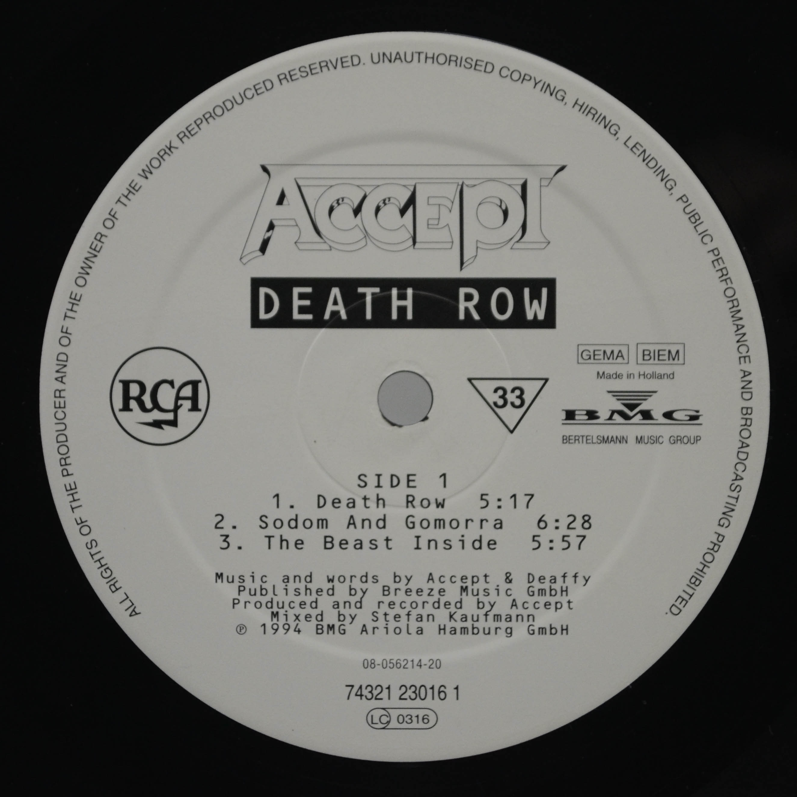 Accept — Death Row (2LP), 1994