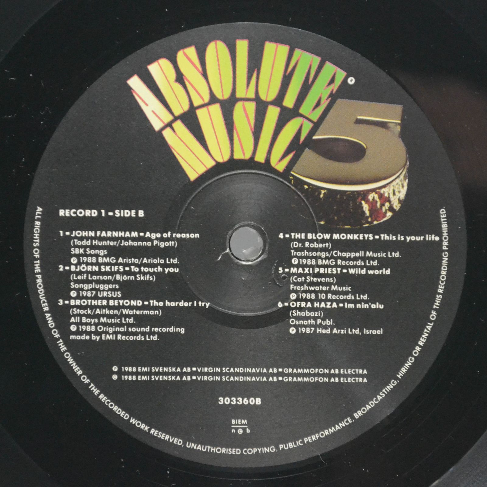Various — Absolute Music 5 (2LP), 1988