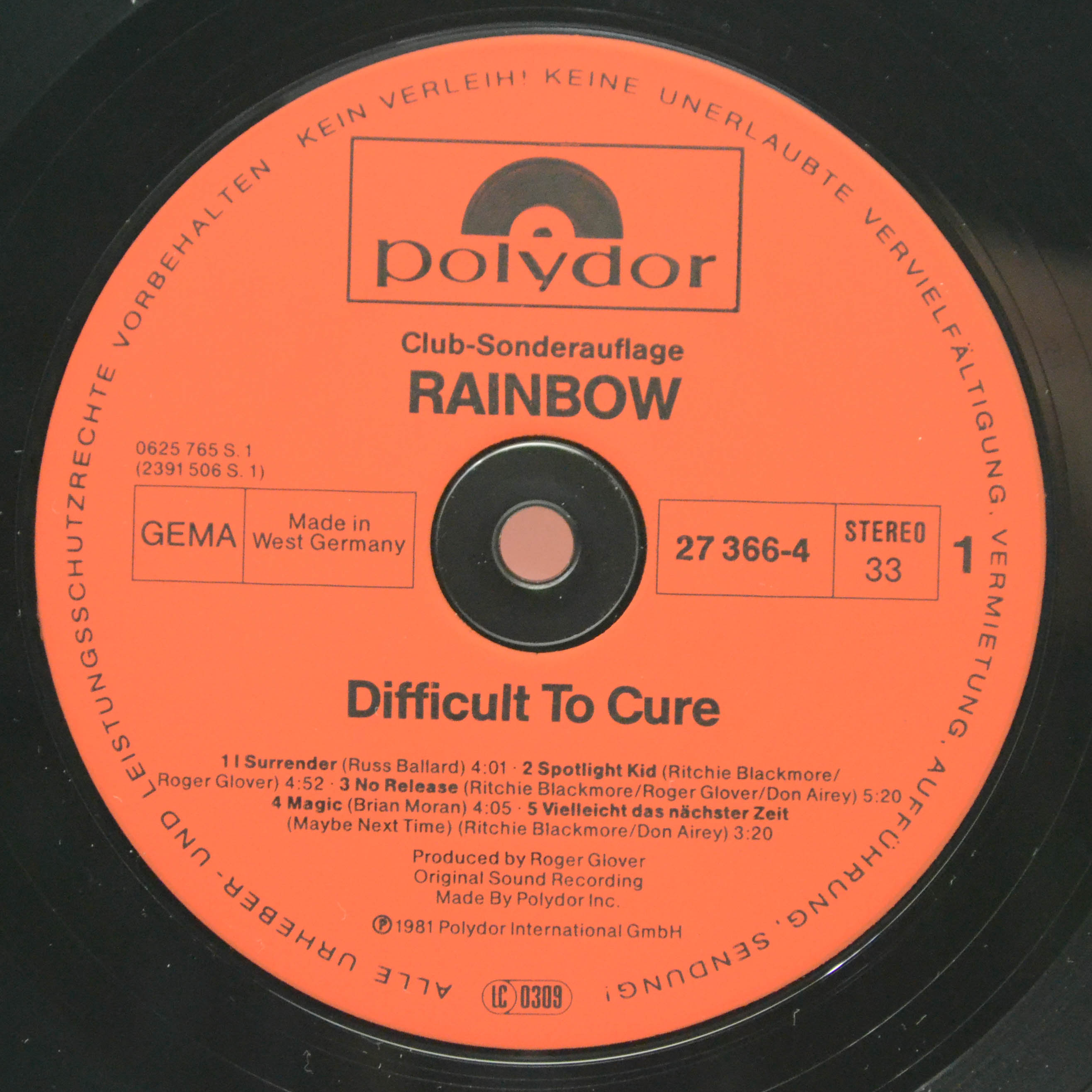 Rainbow — Difficult To Cure, 1981