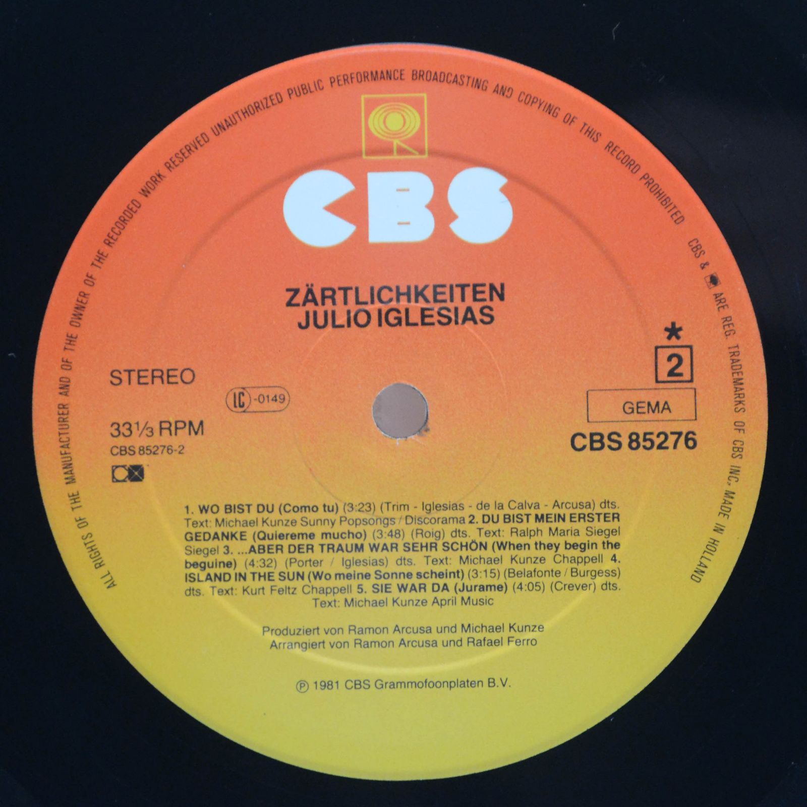 Julio Iglesias — Zärtlichkeiten, 1981