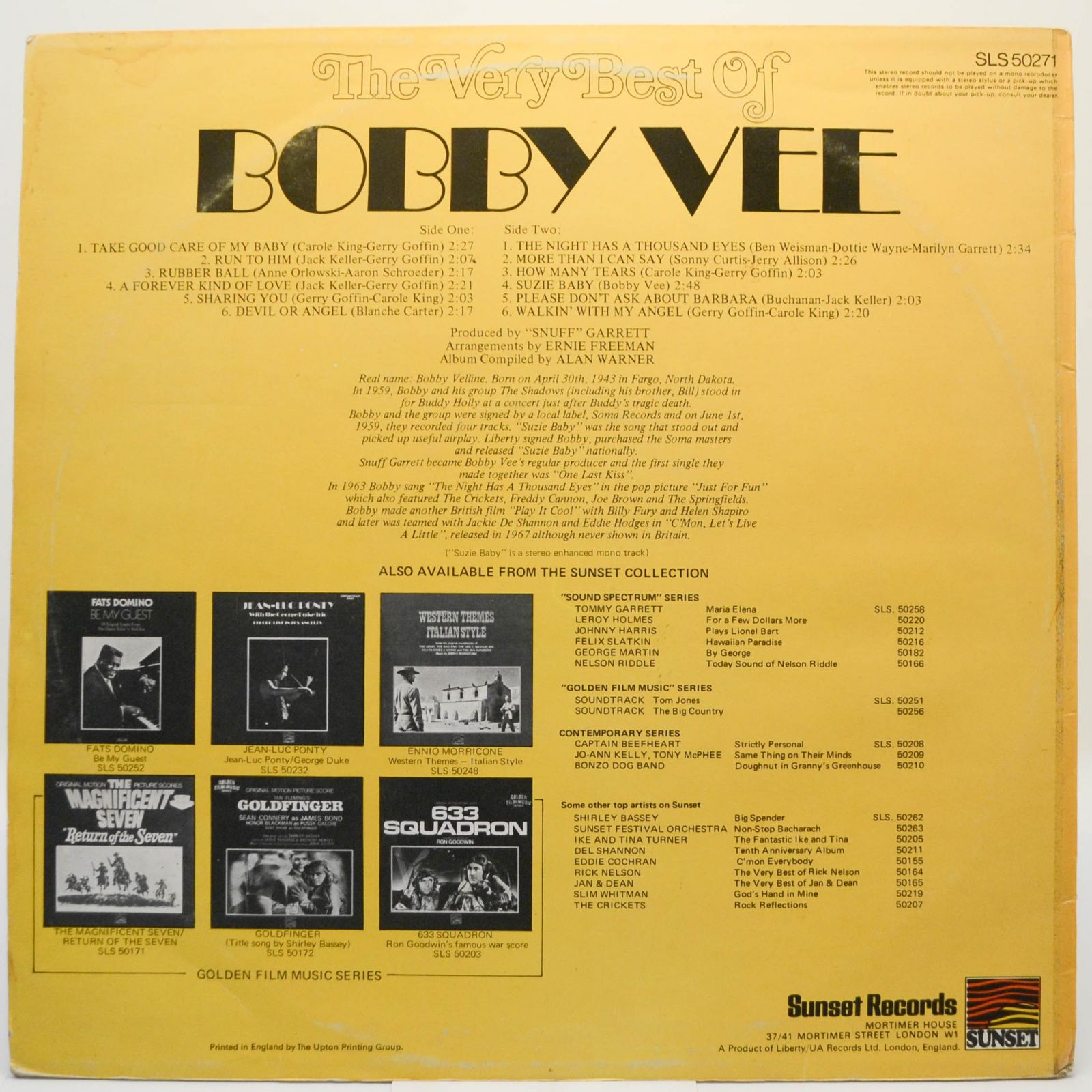 Bobby Vee — The Very Best Of Bobby Vee, 1974