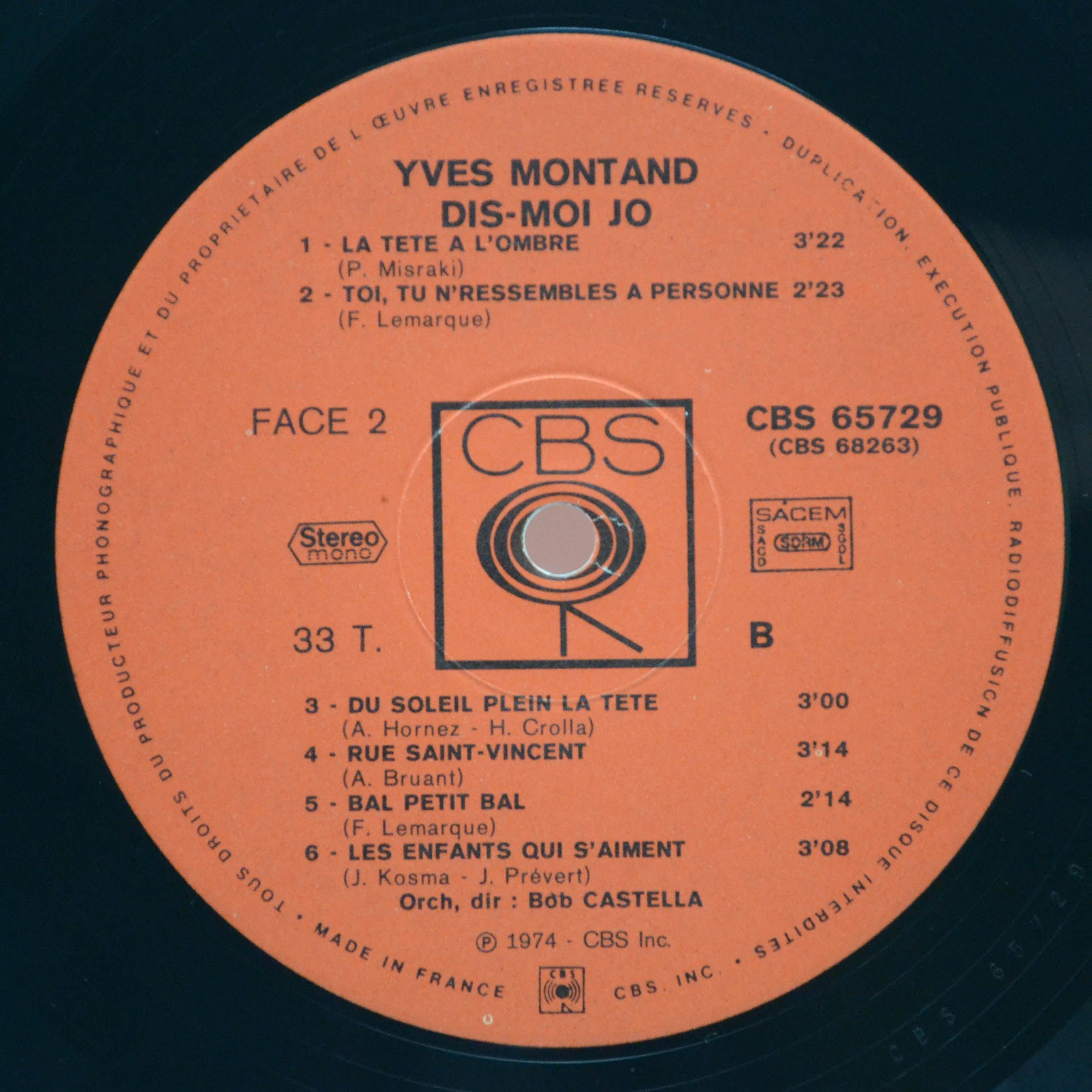 Yves Montand — Dis-Moi Jo (2LP, France), 1974