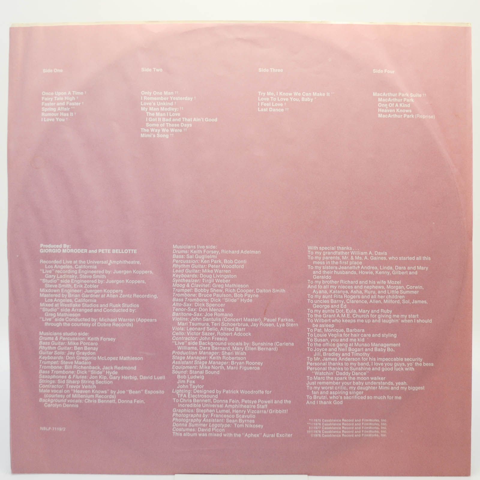 Donna Summer — Live And More (2LP), 1978