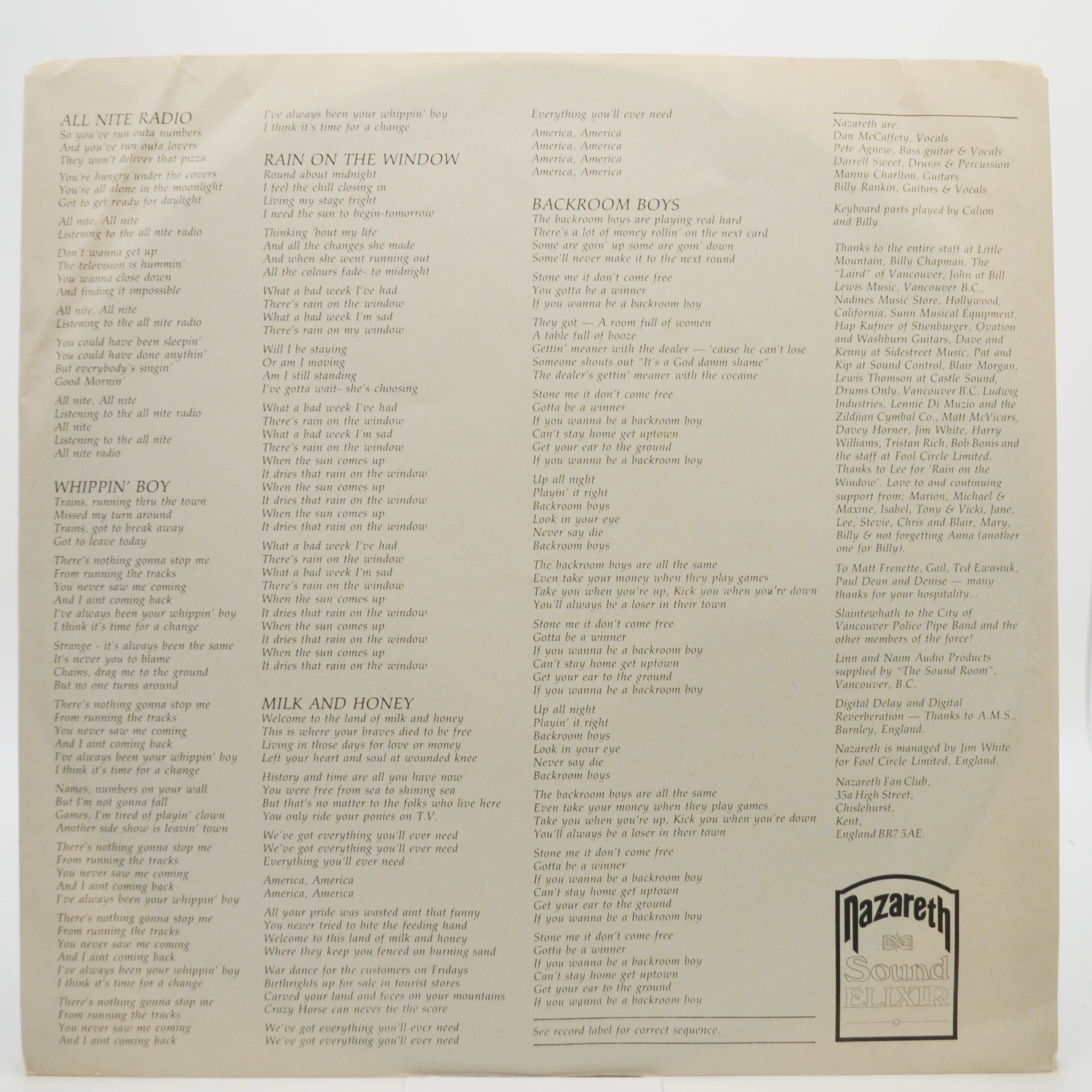 Nazareth — Sound Elixir, 1983