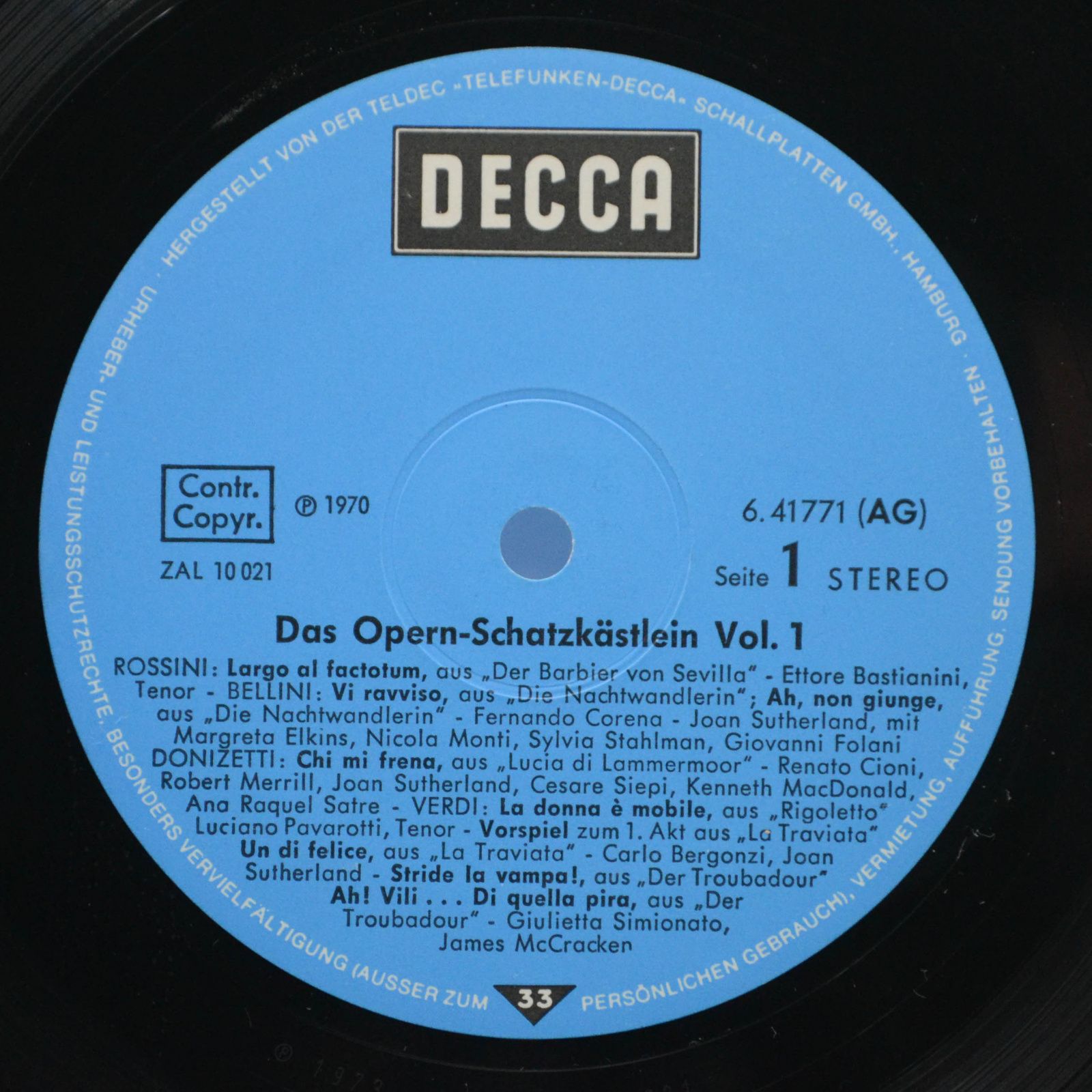 Various — Das Opern-Schatzkästlein Vol.1, 1970