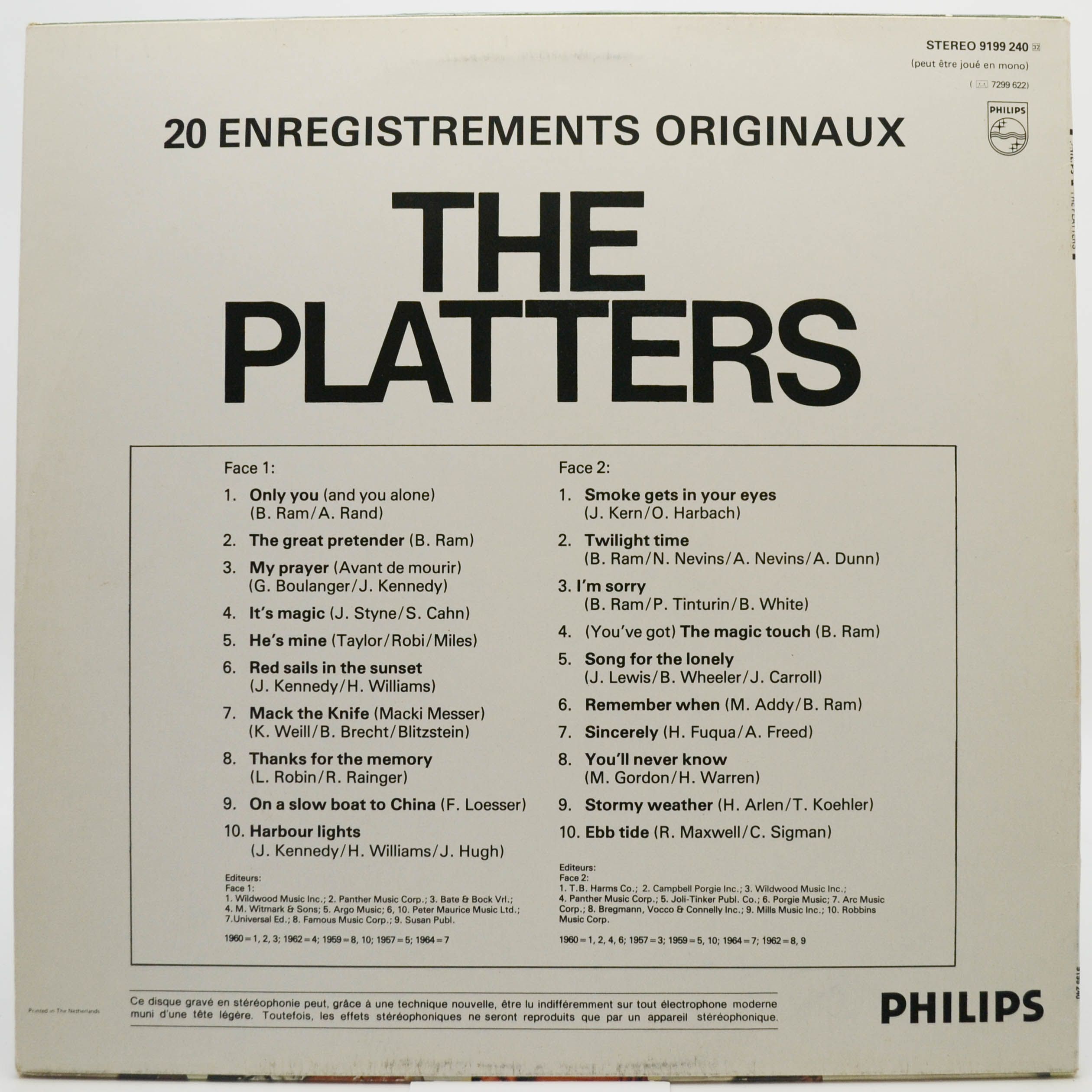 Platters — 20 Enregistrements Originaux, 1991