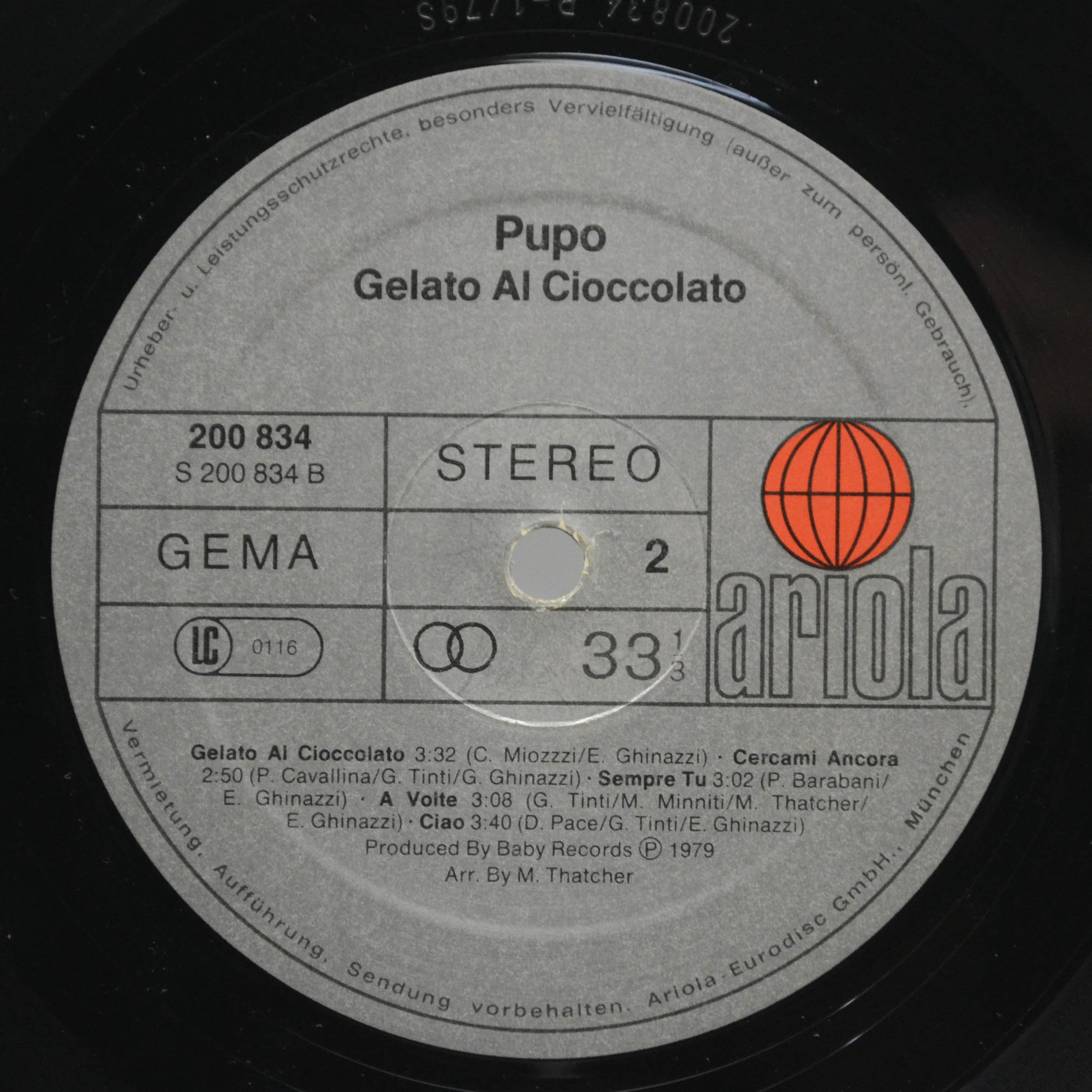 Pupo — Gelato Al Cioccolato, 1979