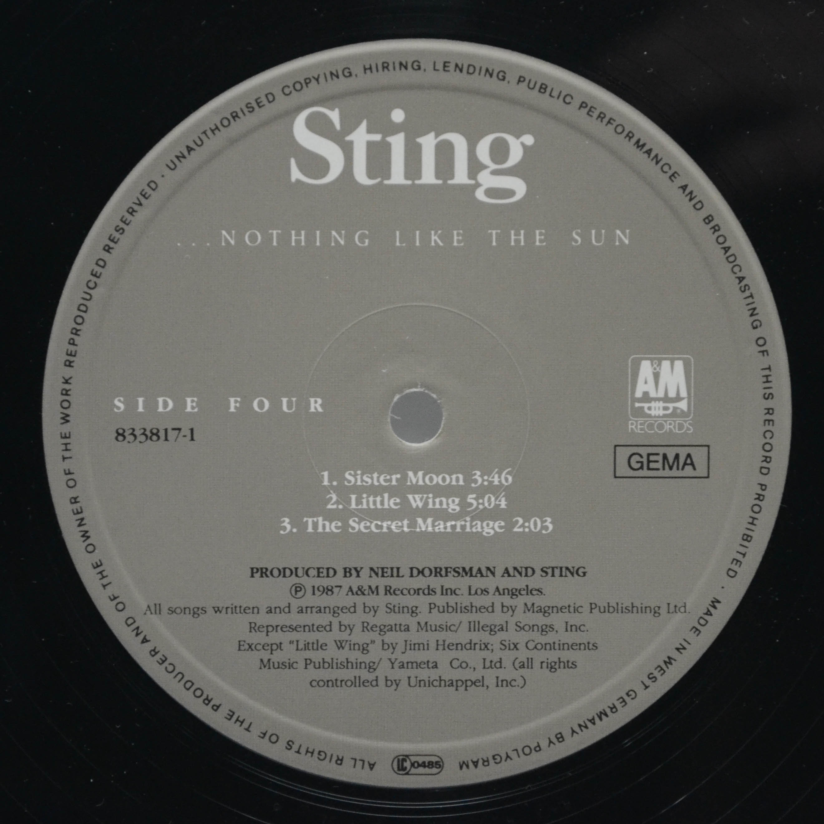 Sting — ...Nothing Like The Sun (2LP), 1987