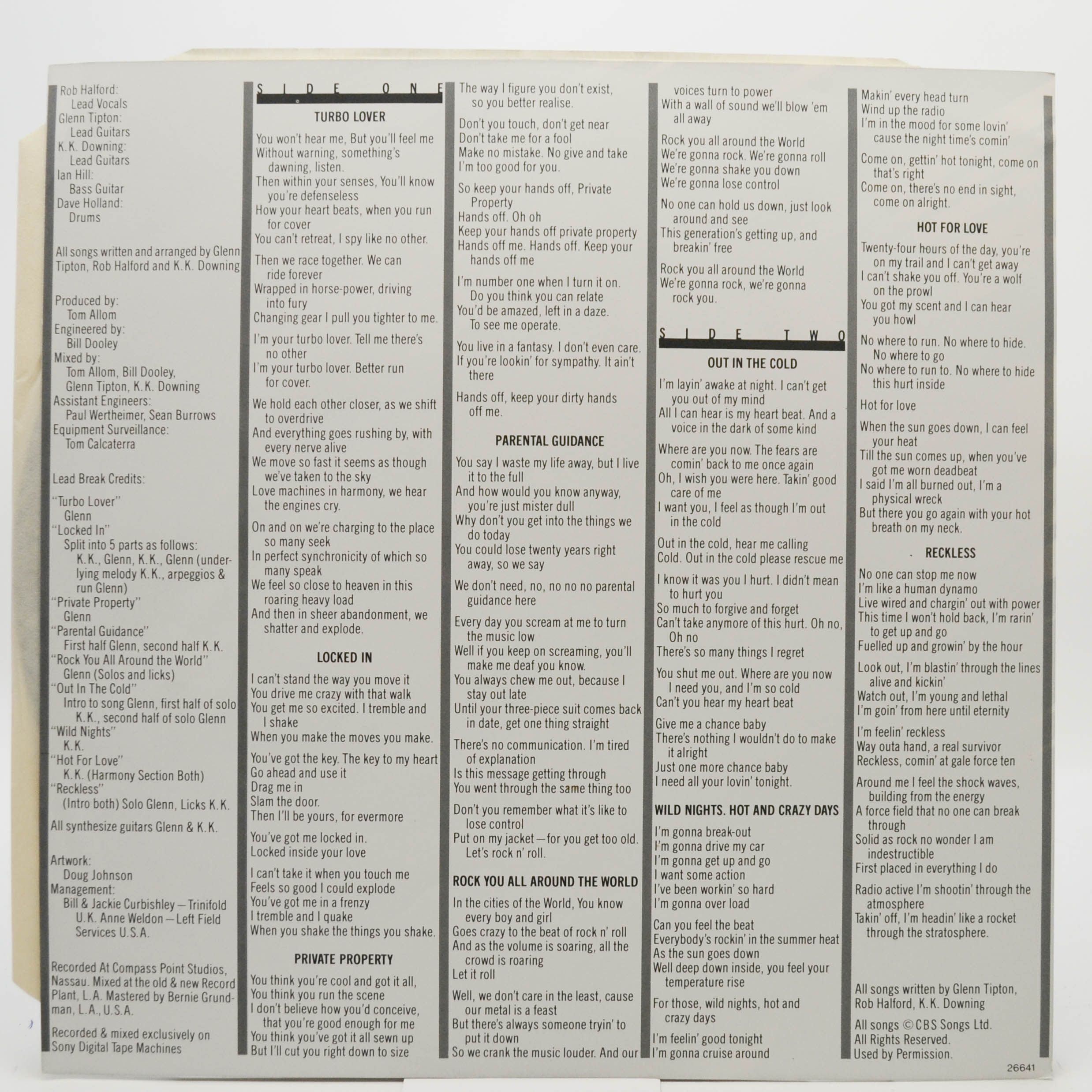 Judas Priest — Turbo (1-st, UK), 1986