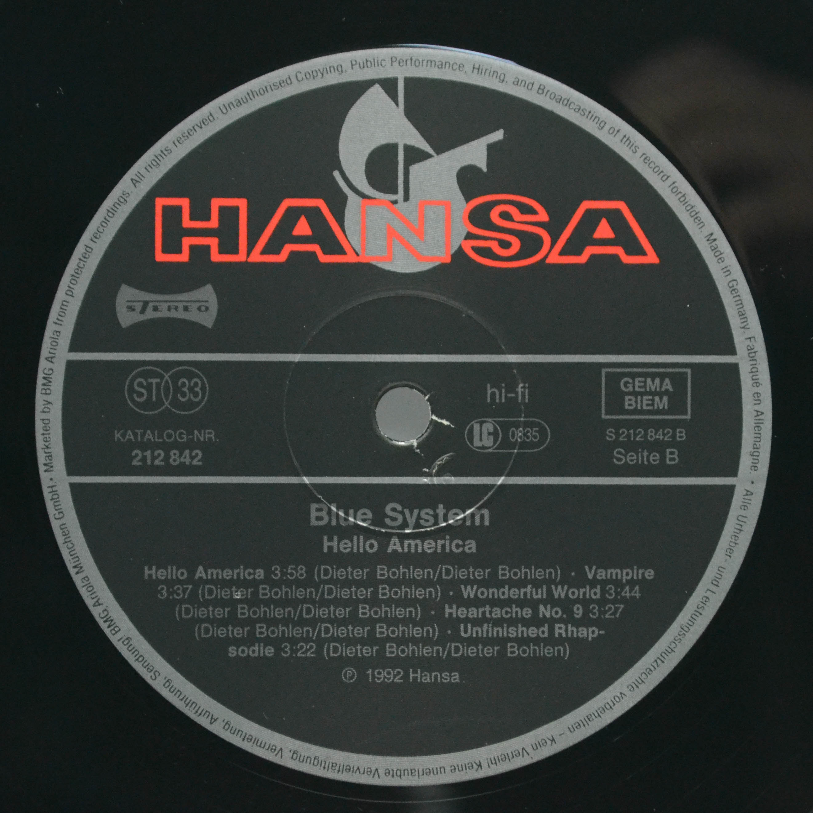 Blue System — Hello America, 1992