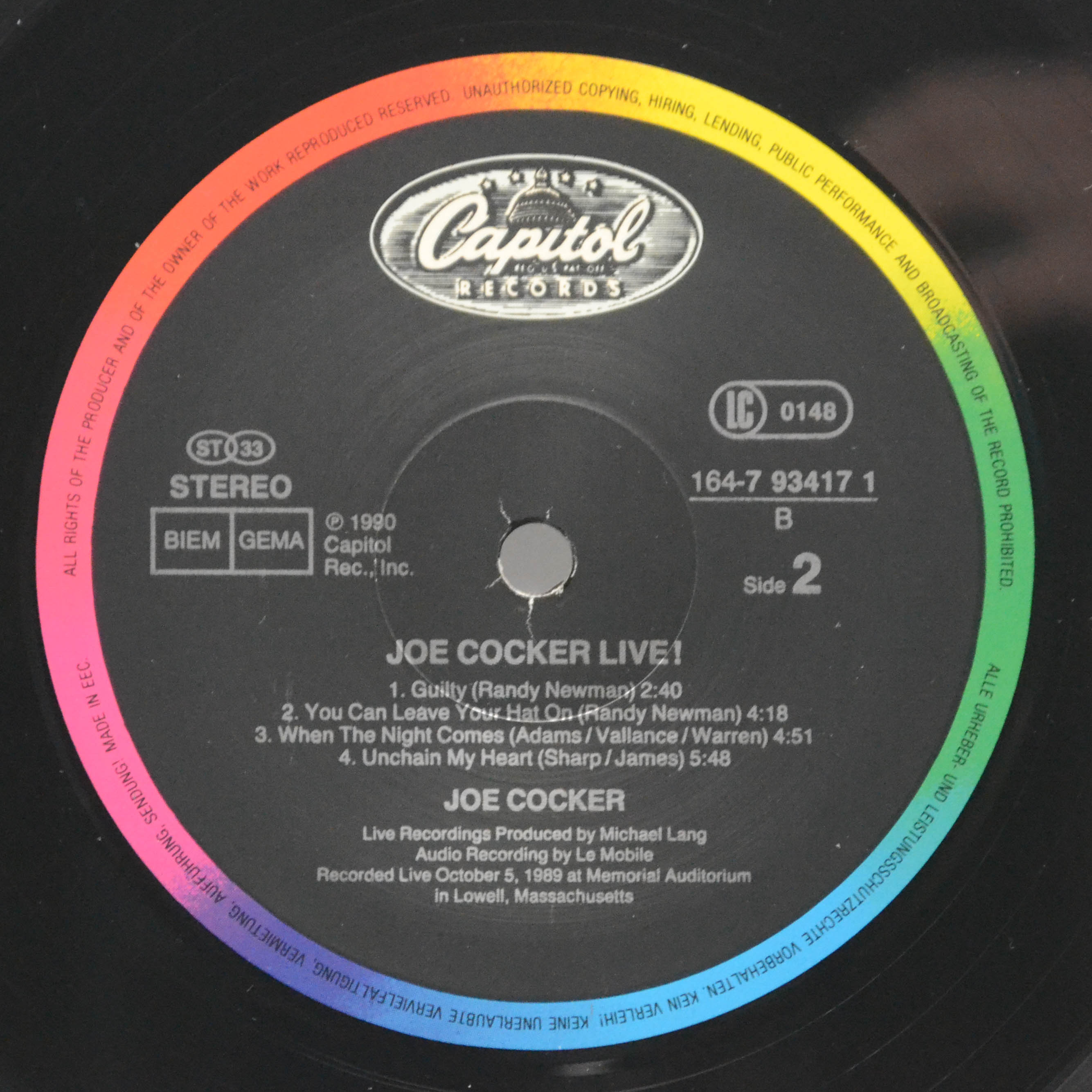 Joe Cocker — Joe Cocker Live! (2LP), 1990