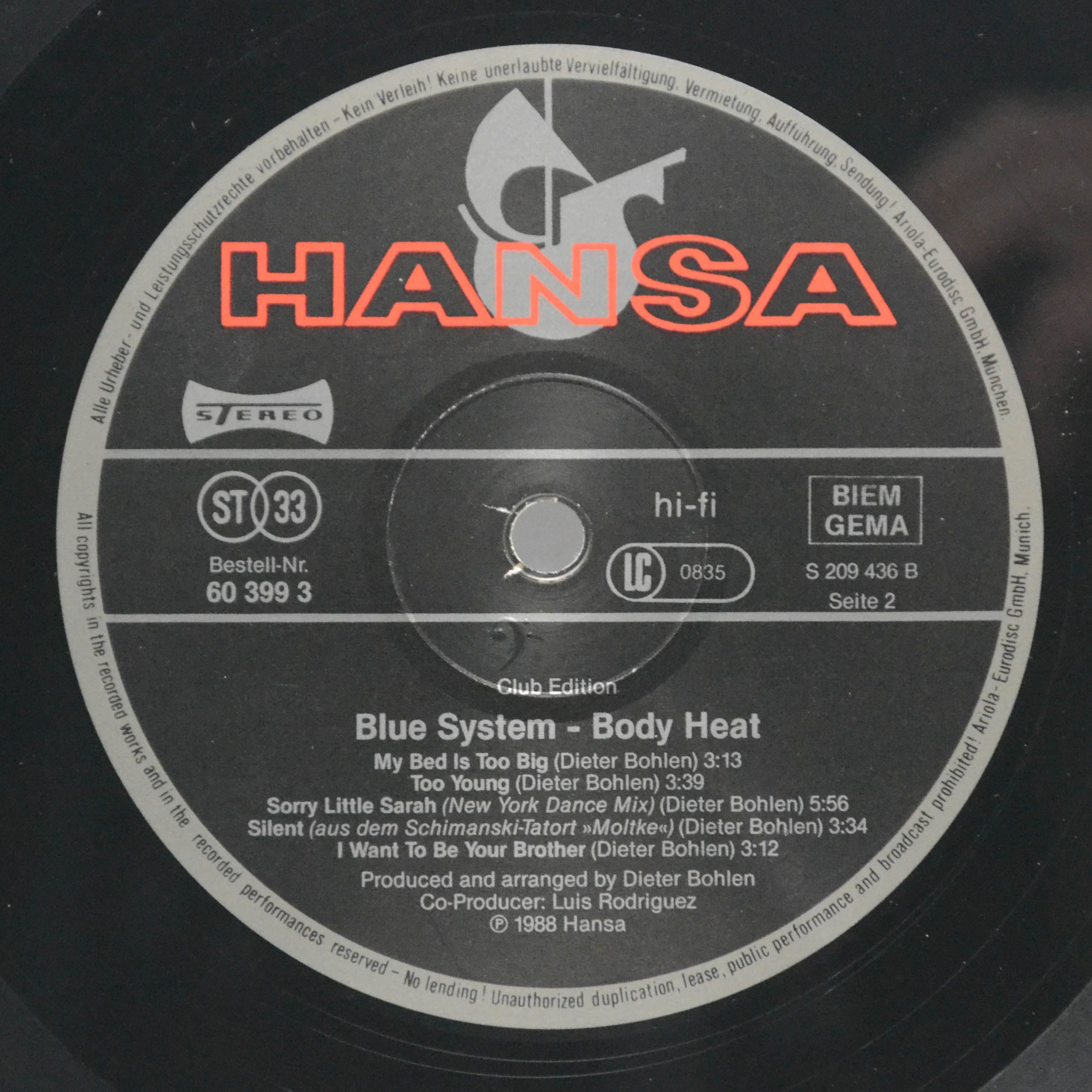 Blue System — Body Heat, 1988