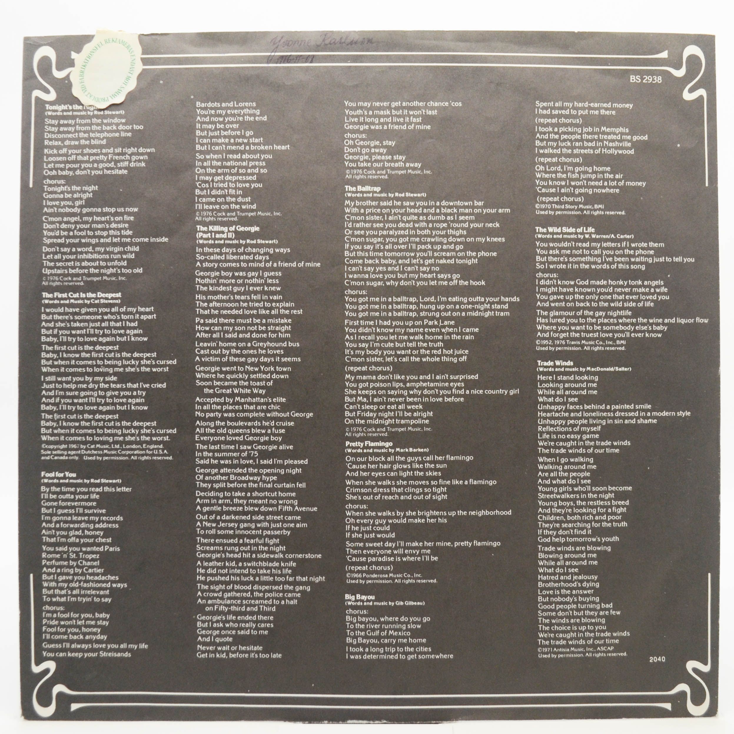 Rod Stewart — A Night On The Town, 1976