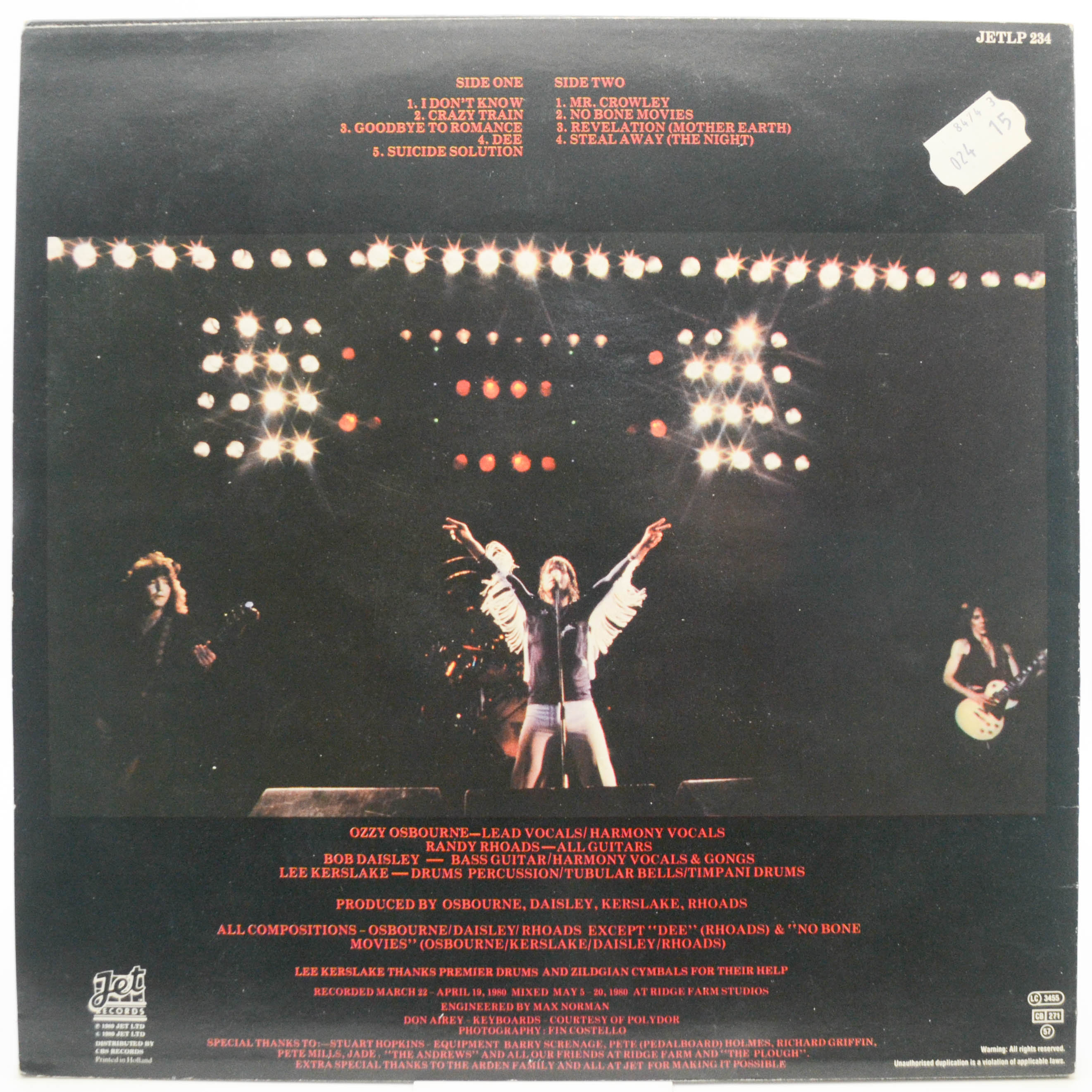 Ozzy Osbourne — Blizzard Of Ozz, 1980