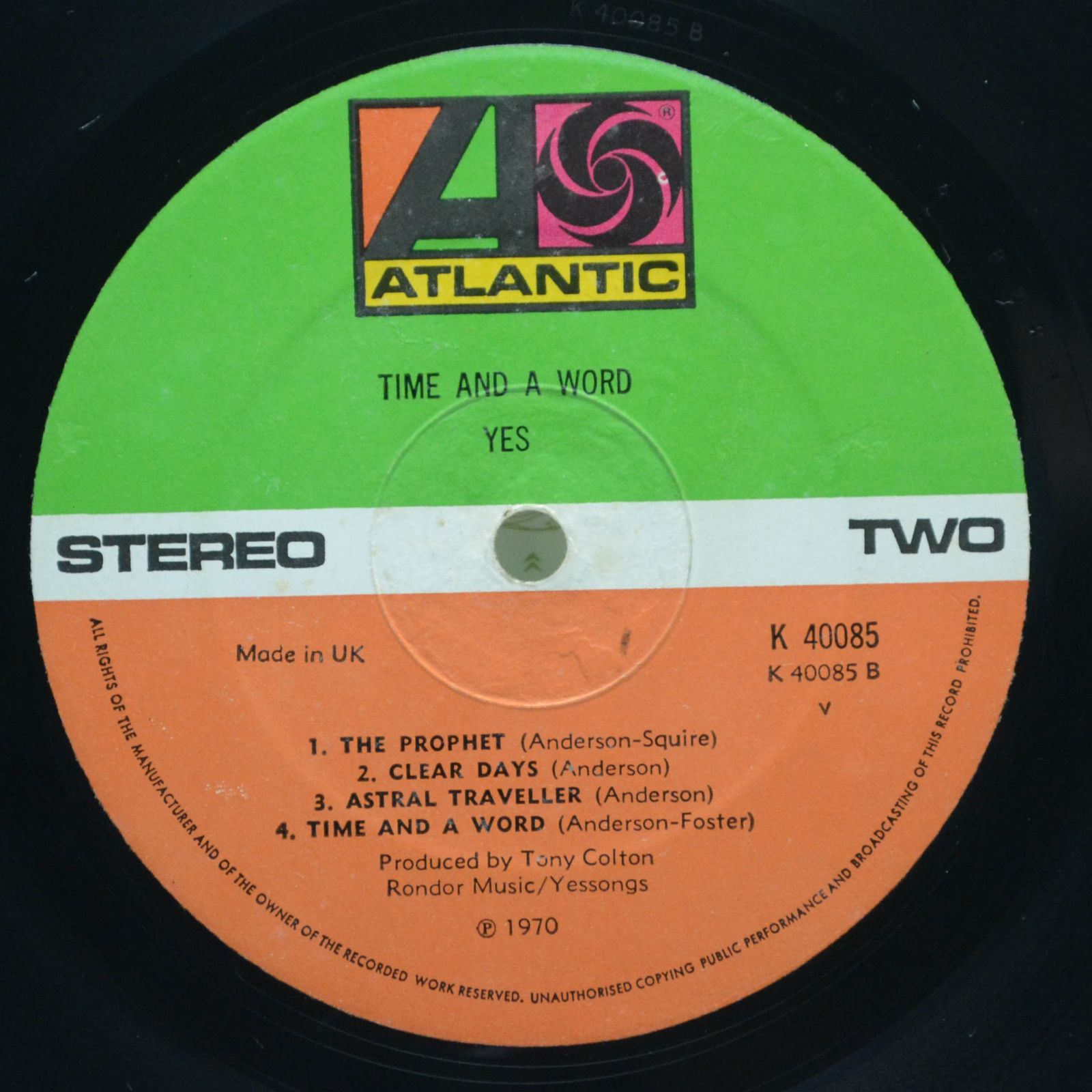 Yes — Time And A Word (UK), 1970