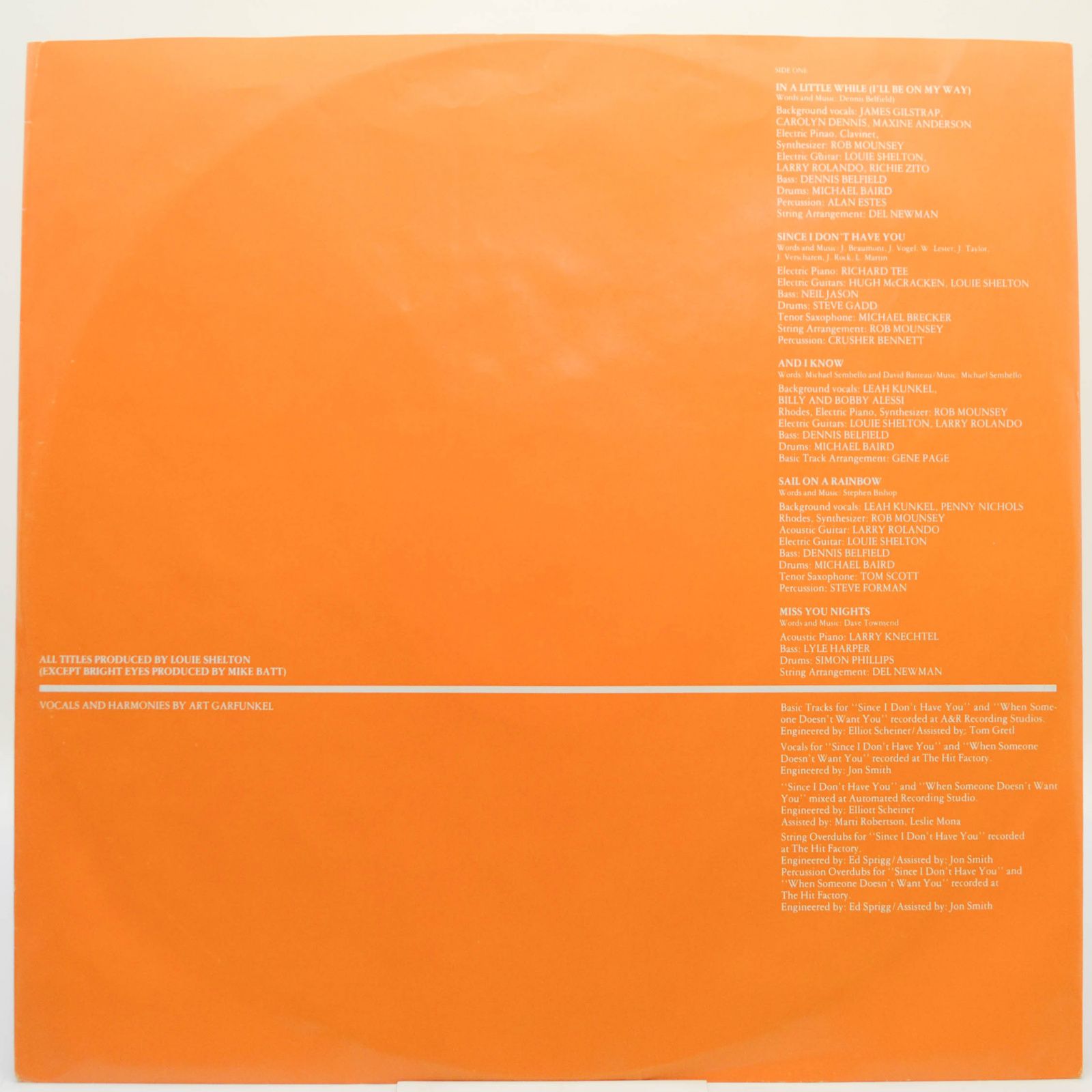 Art Garfunkel — Fate For Breakfast, 1979