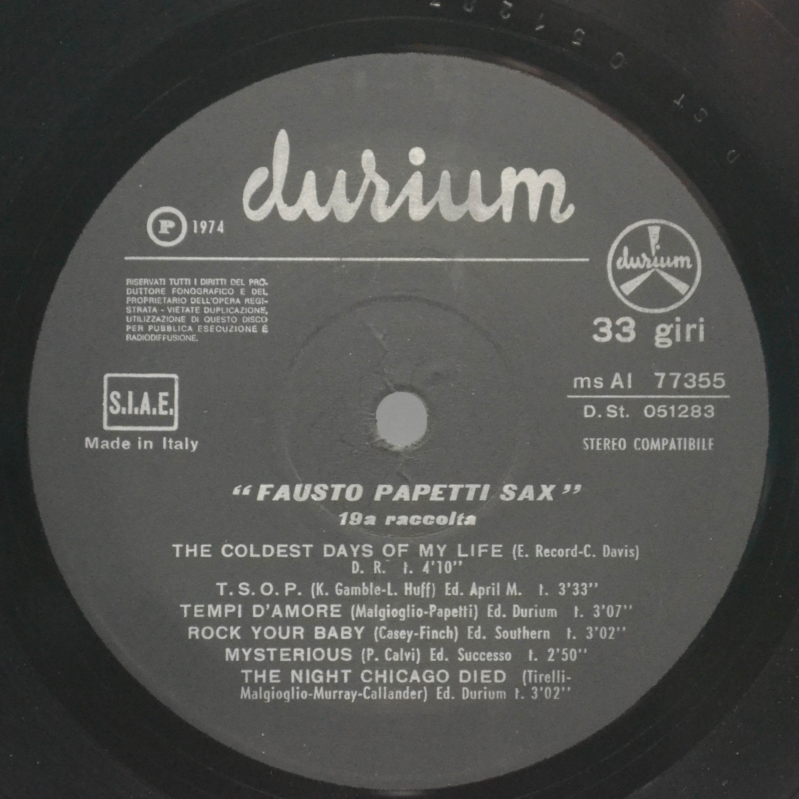 Fausto Papetti — 19ª Raccolta (1-st, Italy), 1974