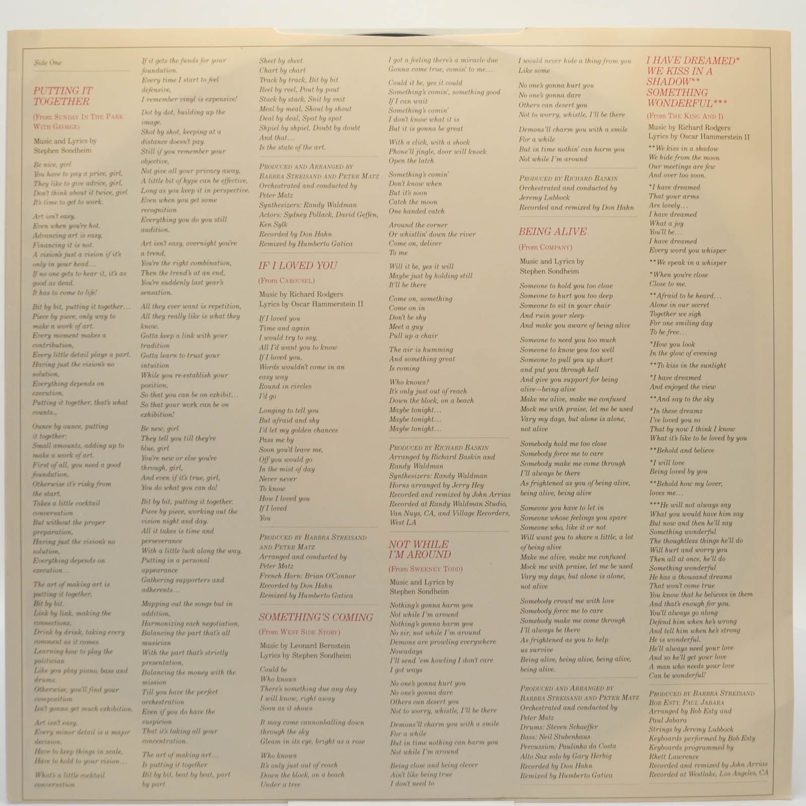 Barbra Streisand — The Broadway Album, 1985