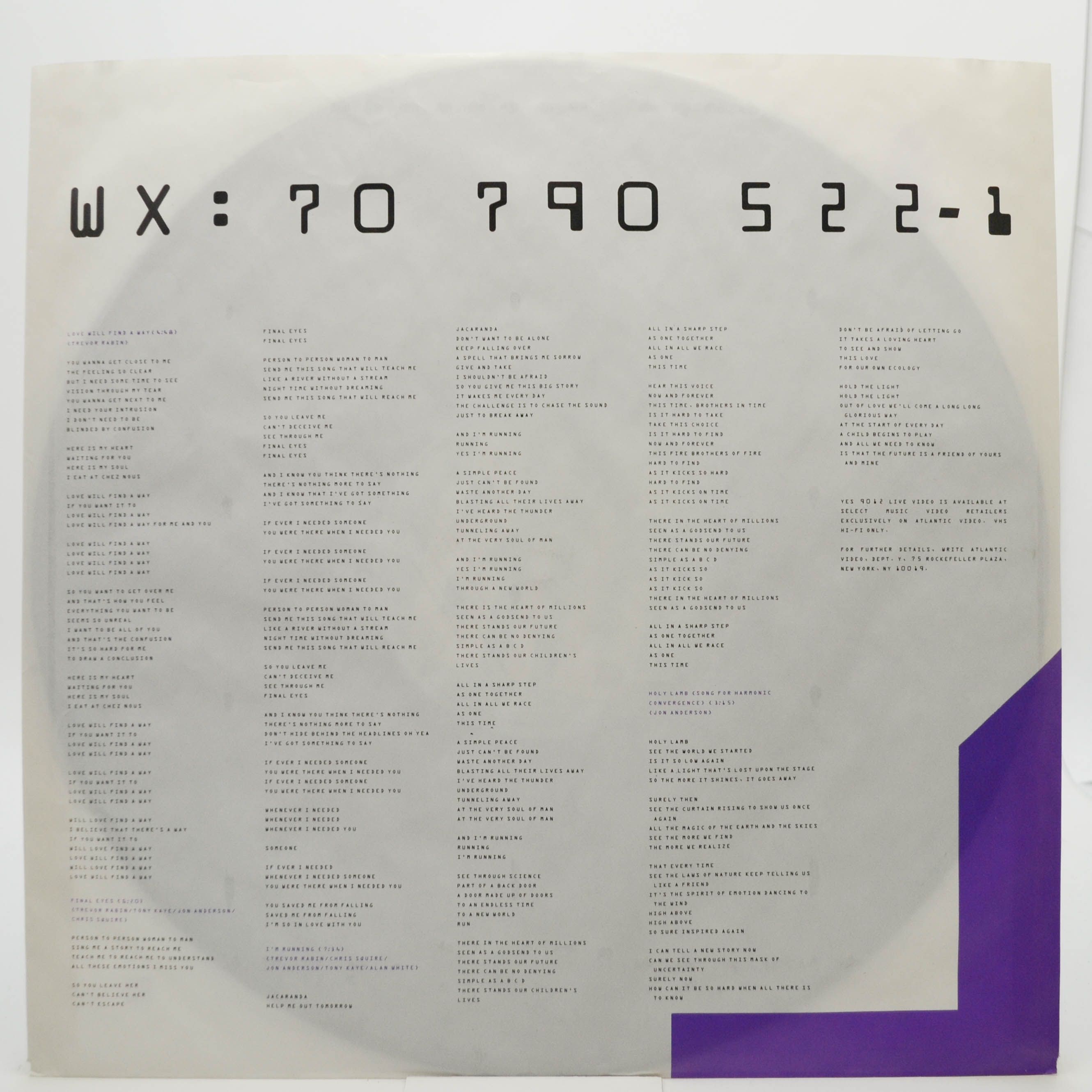 Yes — Big Generator, 1987