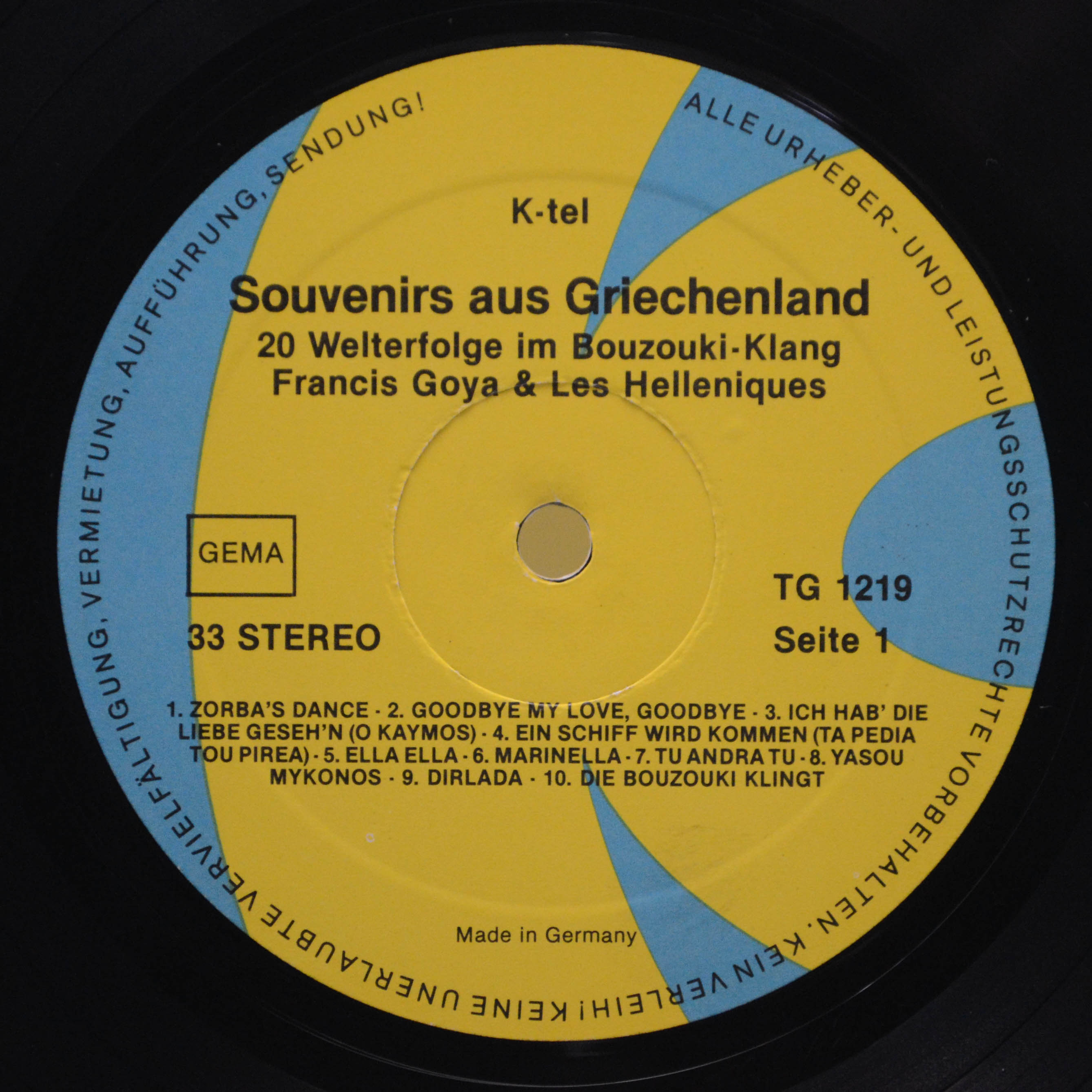 Francis Goya & Les Helleniques — Souvenirs Aus Griechenland, 1979