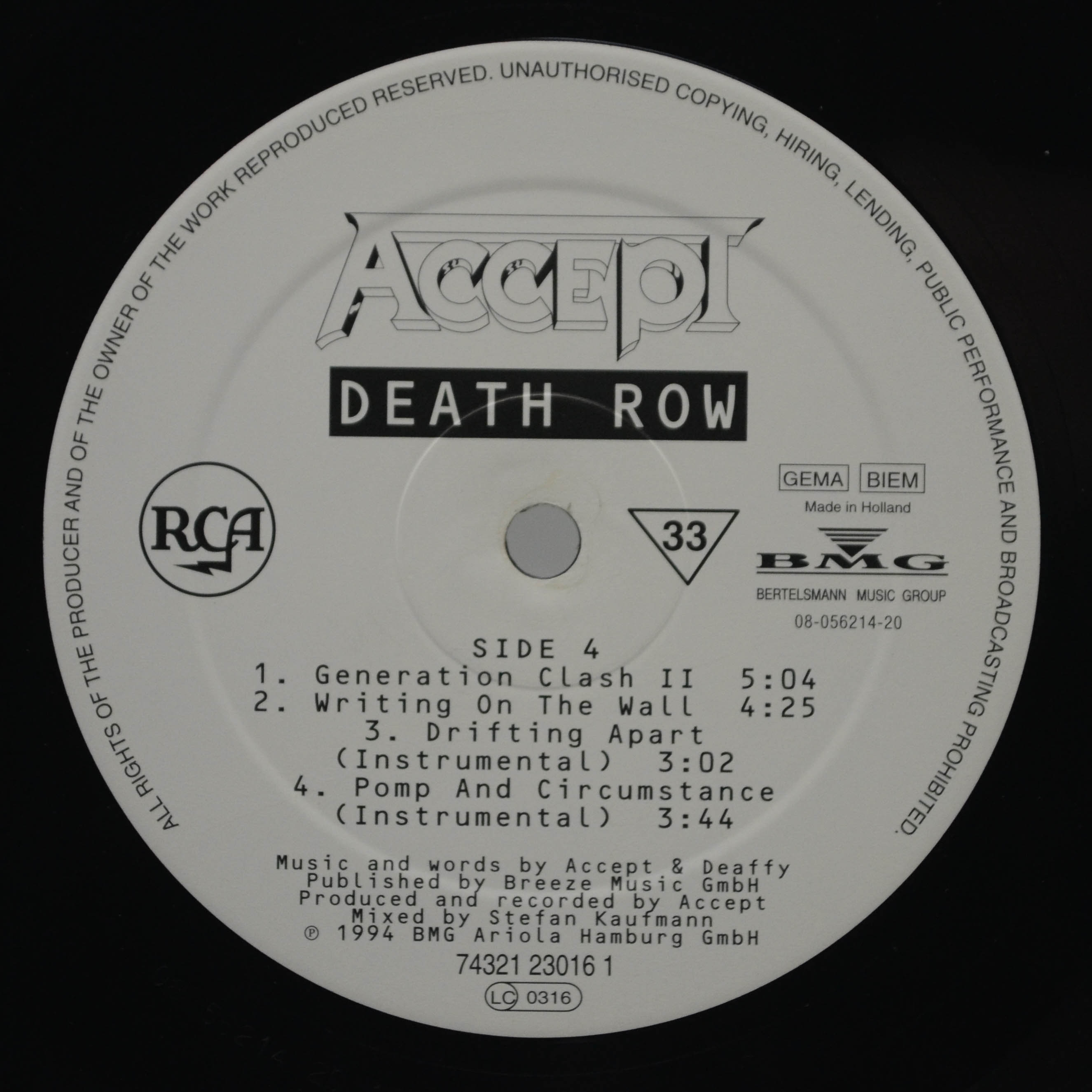Accept — Death Row (2LP), 1994