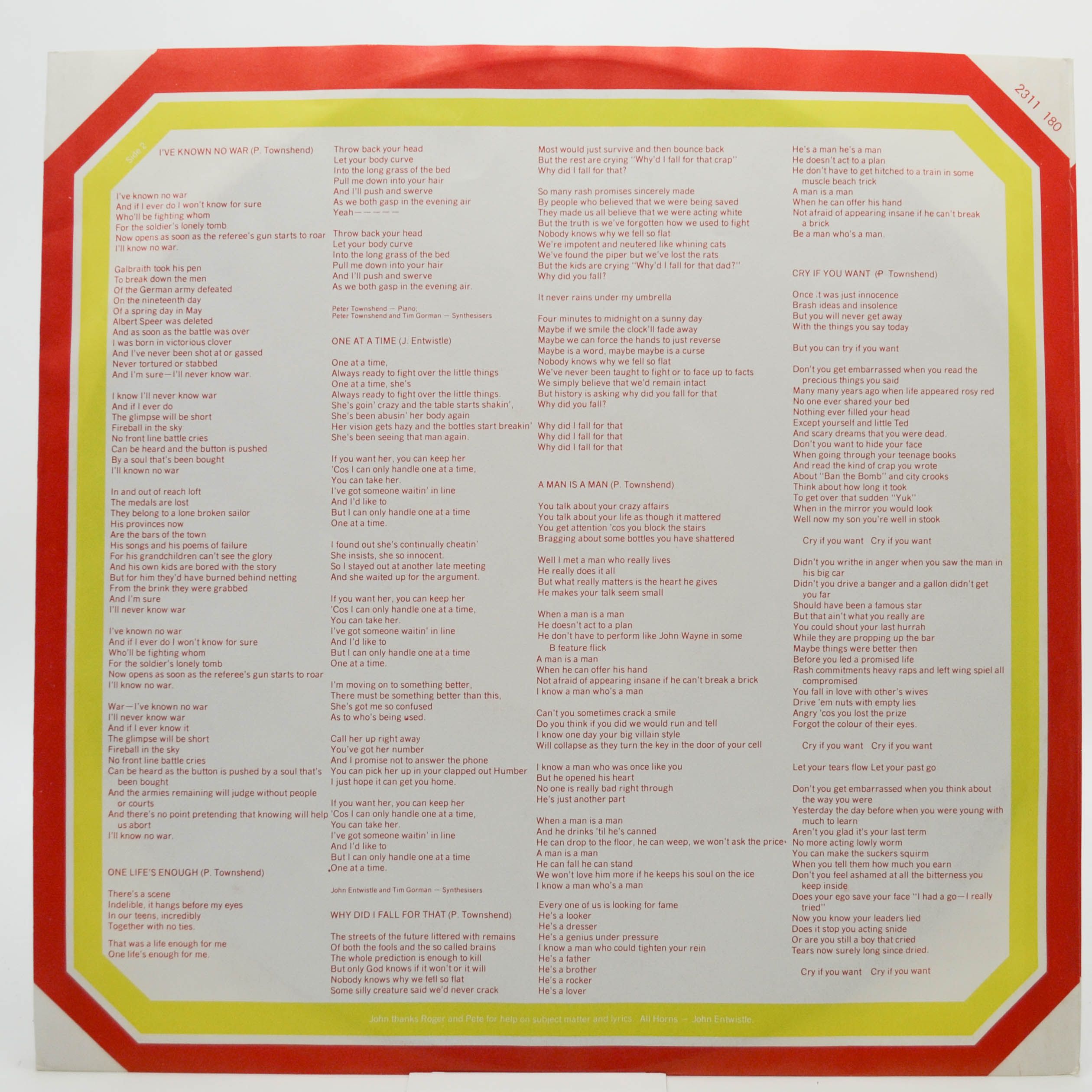 Who — It's Hard, 1982