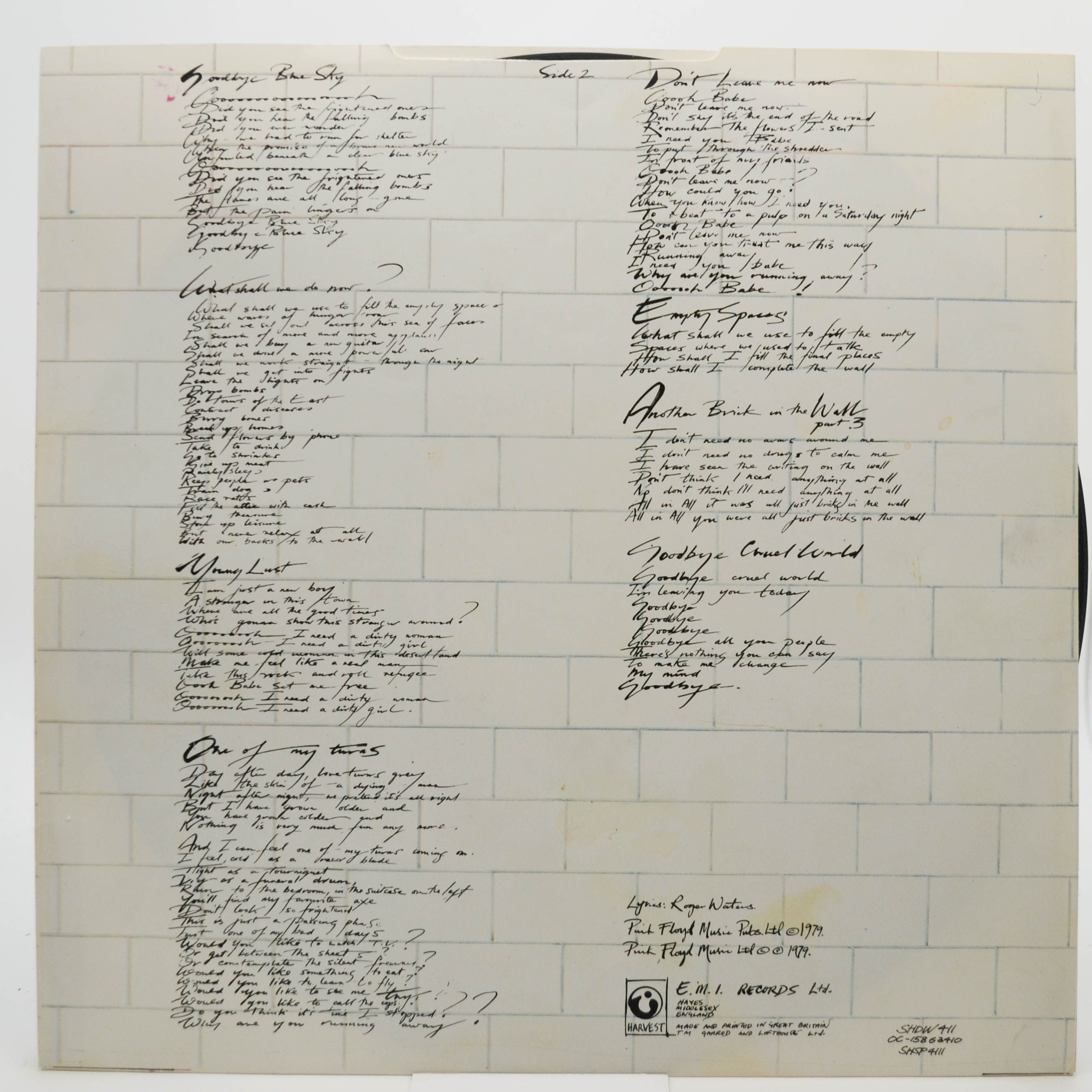 Pink Floyd — The Wall (2LP, UK), 1979