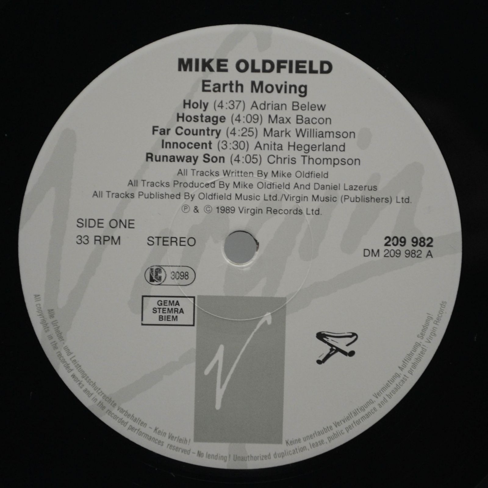 Mike Oldfield — Earth Moving, 1989