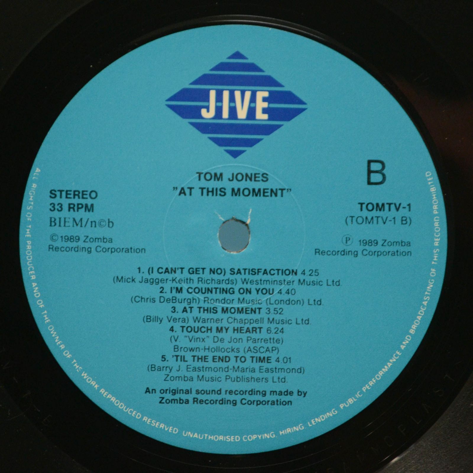 Tom Jones — At This Moment, 1989