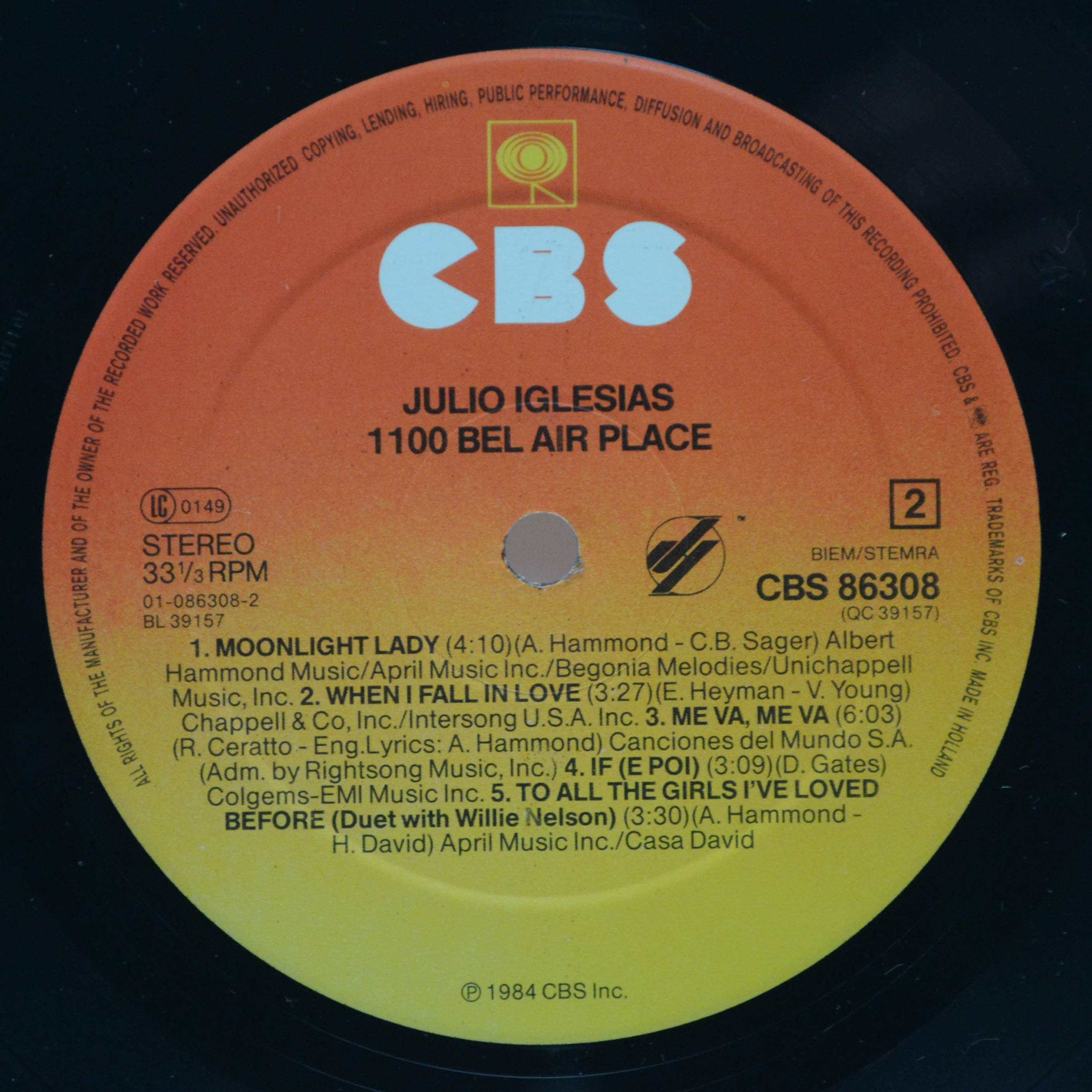 Julio Iglesias — 1100 Bel Air Place, 1984