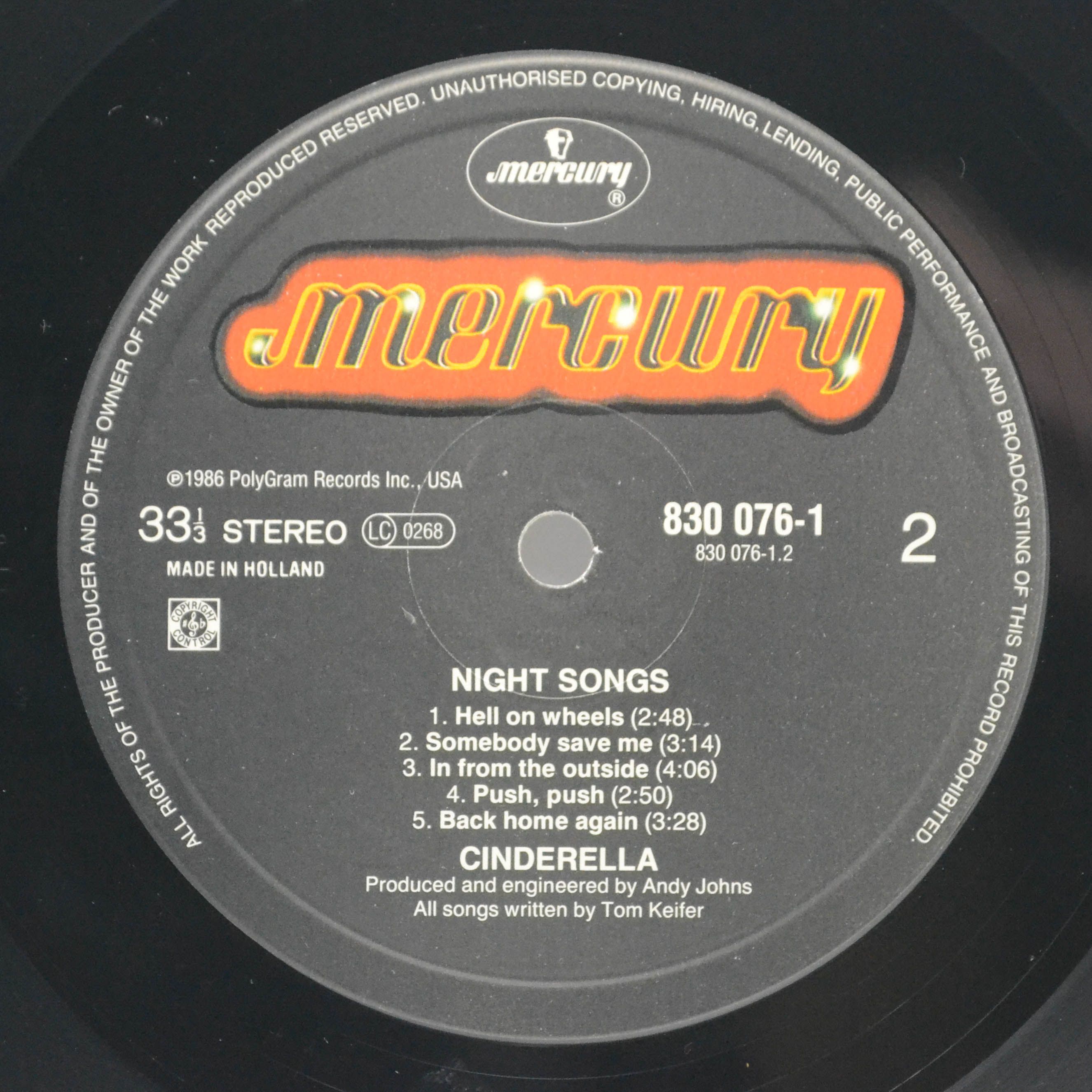 Cinderella — Night Songs, 1986