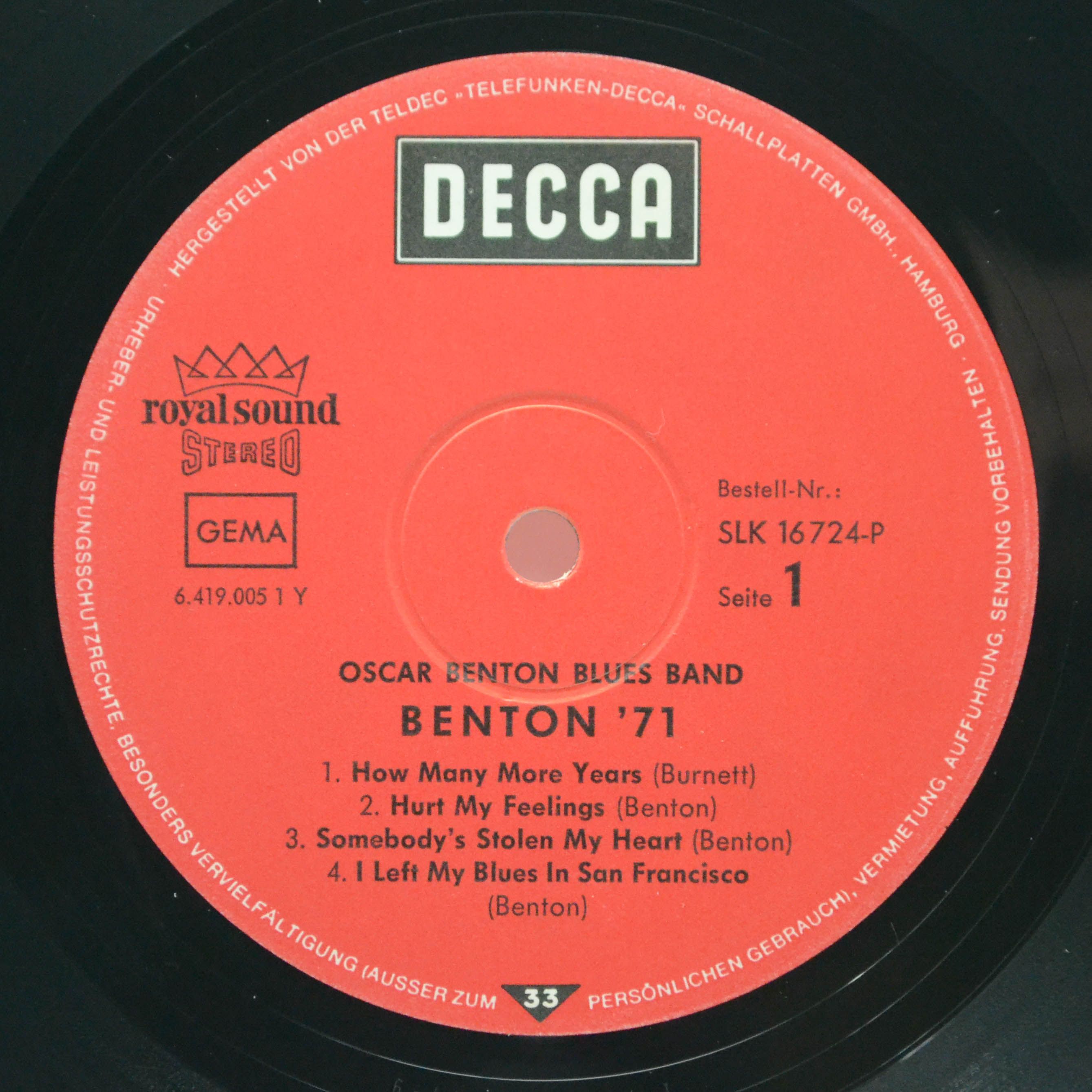 Oscar Benton Blues Band — Benton '71, 1971