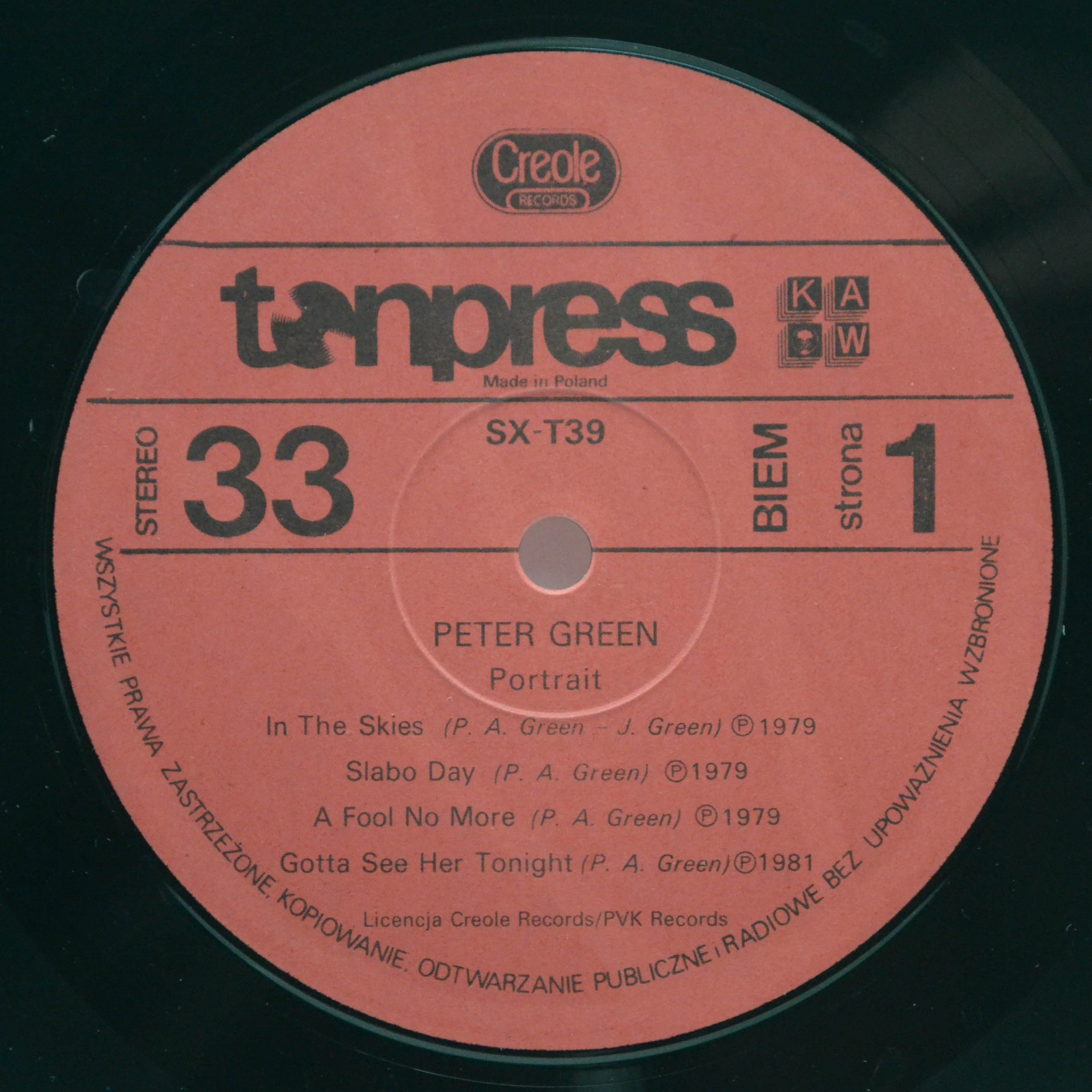 Peter Green — Portrait, 1985