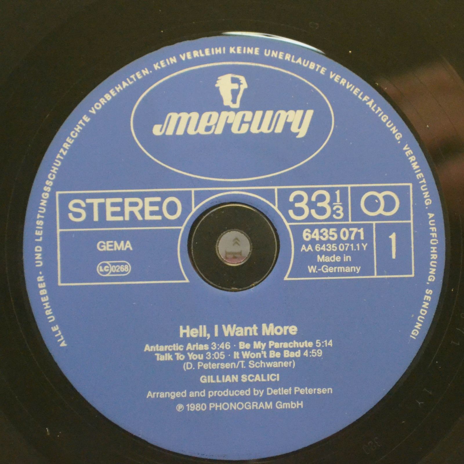 Gillian Scalici — Hell, I Want More, 1980