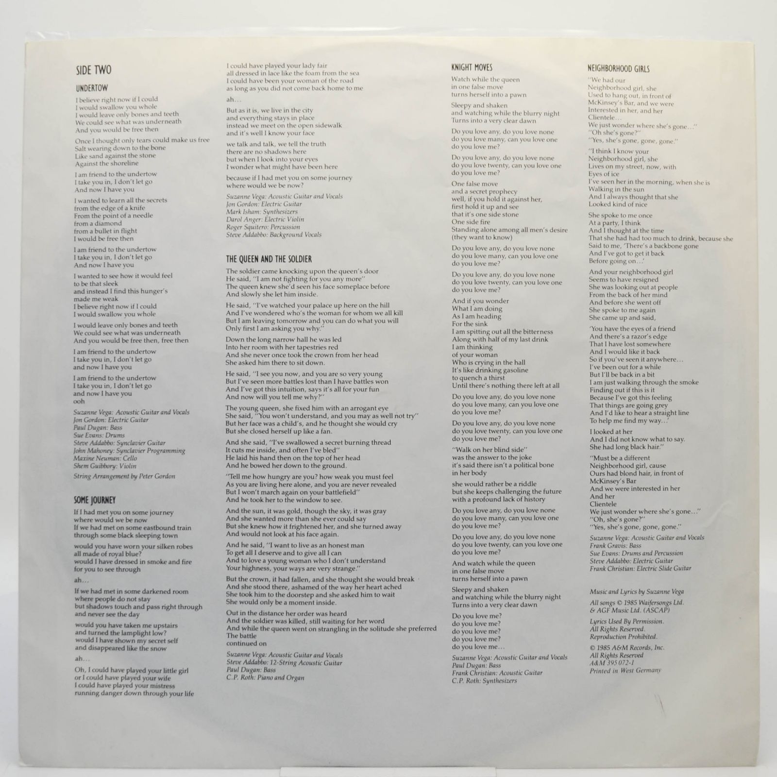 Suzanne Vega — Suzanne Vega, 1985