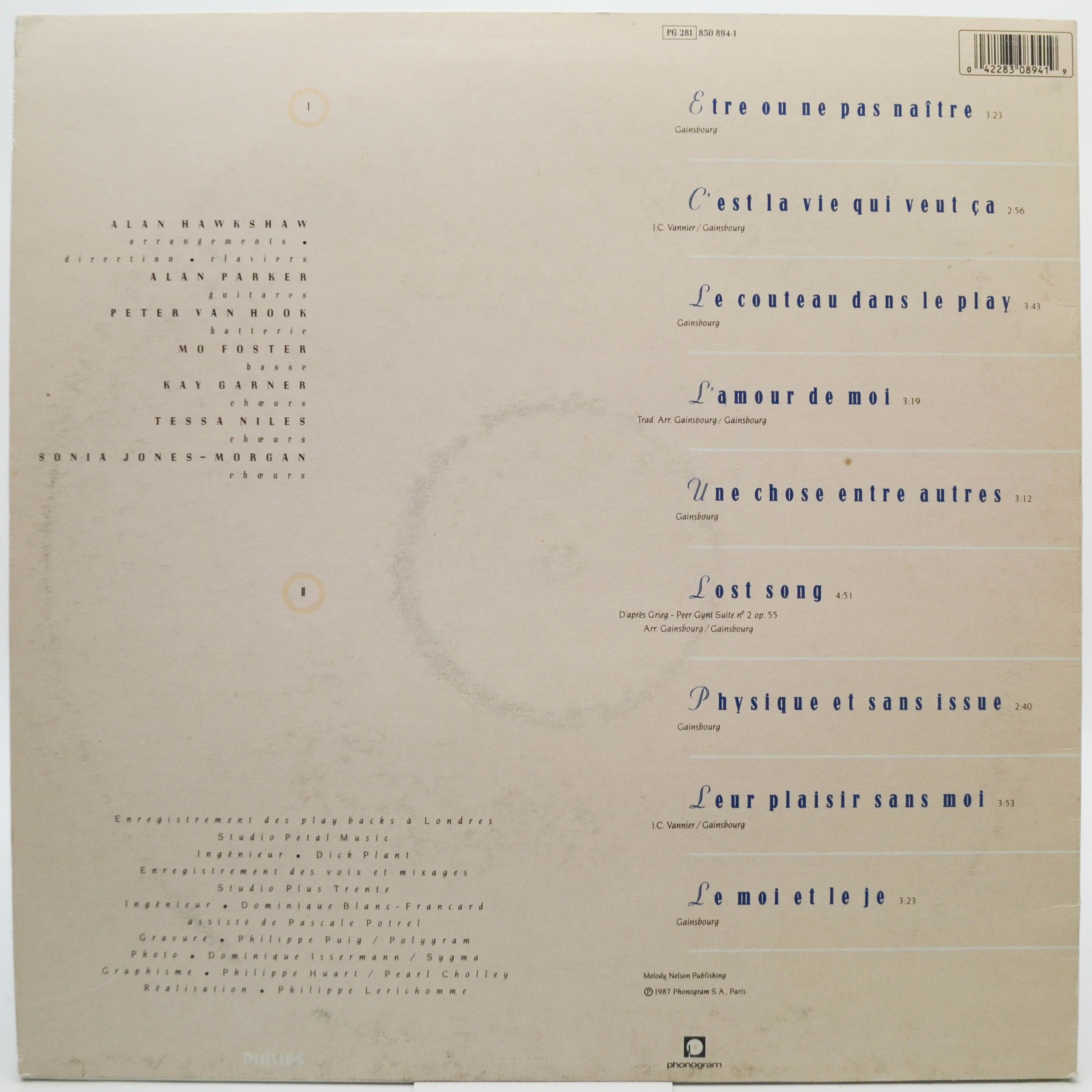 Jane Birkin — Lost Song (1-st, France), 1987