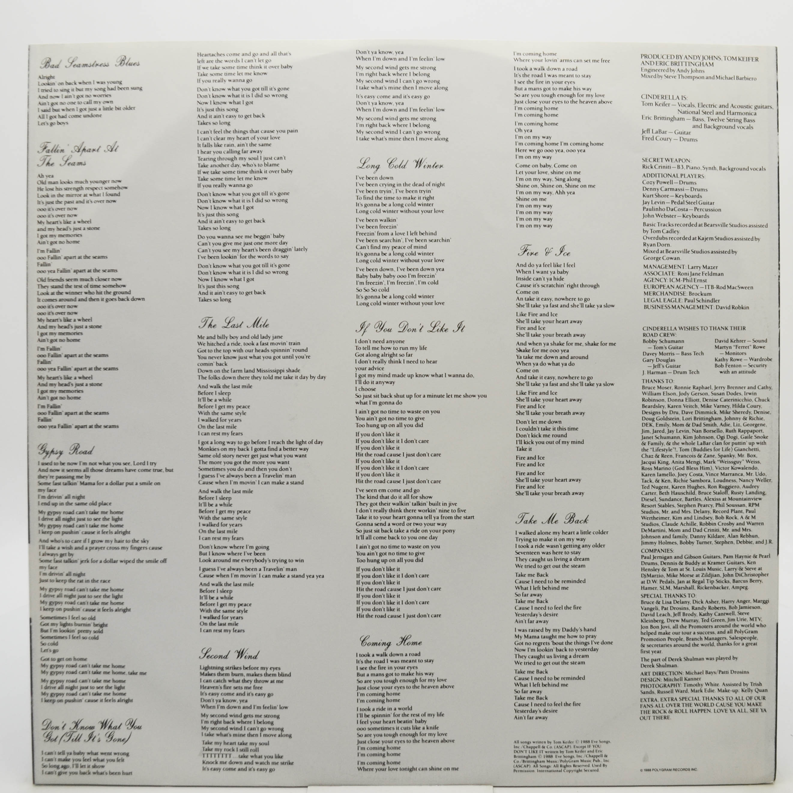 Cinderella — Long Cold Winter, 1988