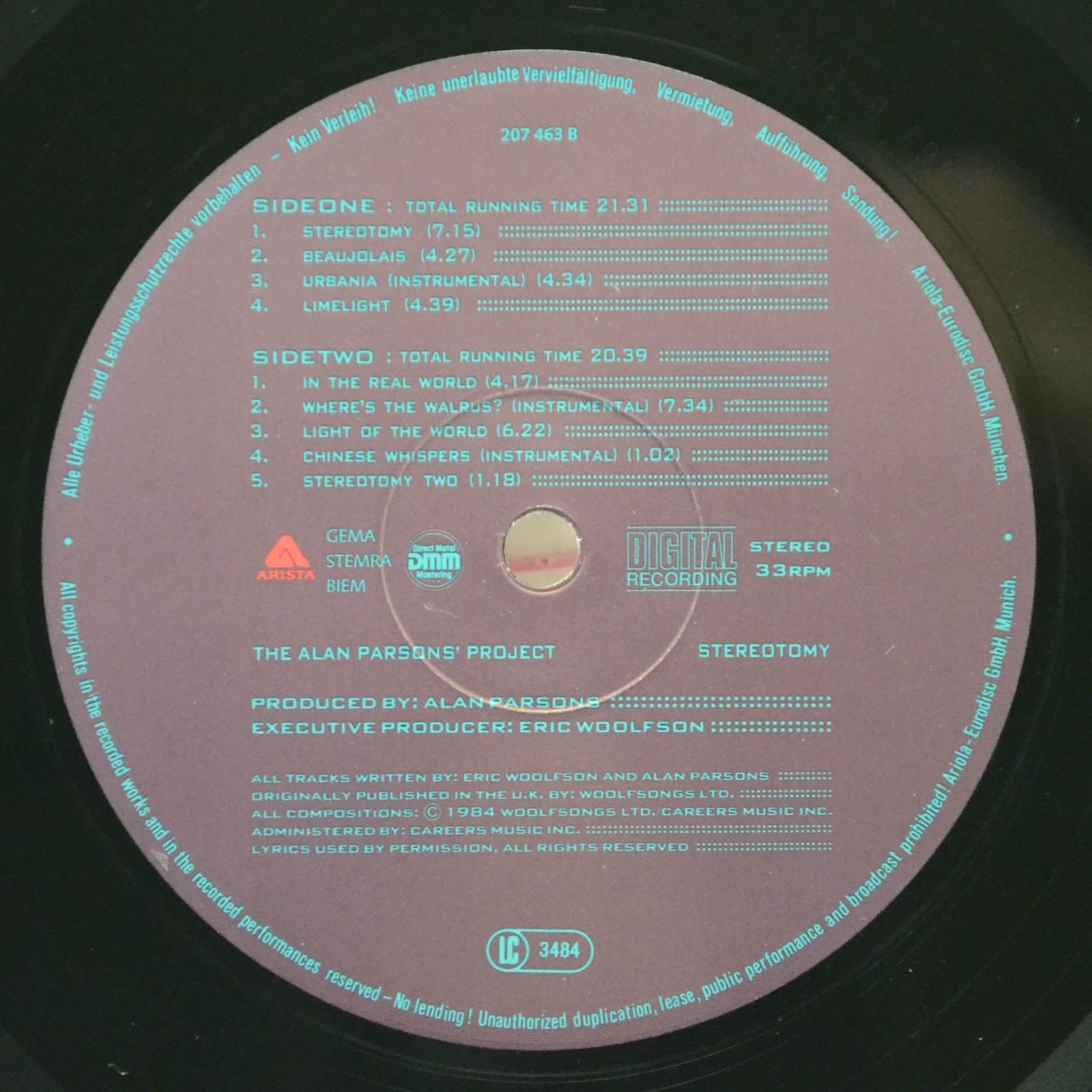 Alan Parsons Project — Stereotomy, 1985